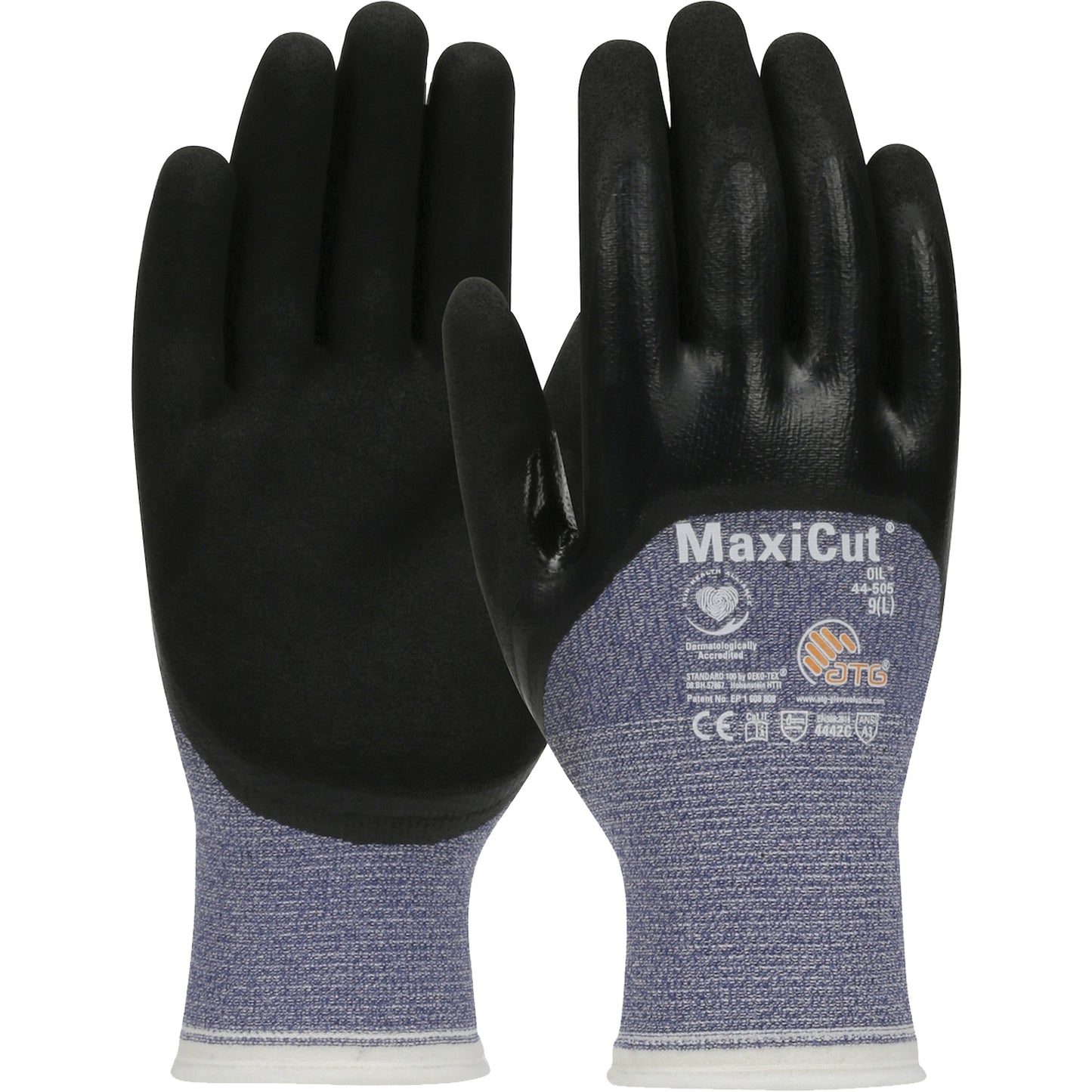Protective Industrial Products ATG MaxiCut® Oil Cut-Resistant Gloves, Size Medium, 15 Gauge, Nitrile Coated, Engineered Yarn Shell, ASTM ANSI Level A3/EN 388 Level 4/EN 388 Level C
