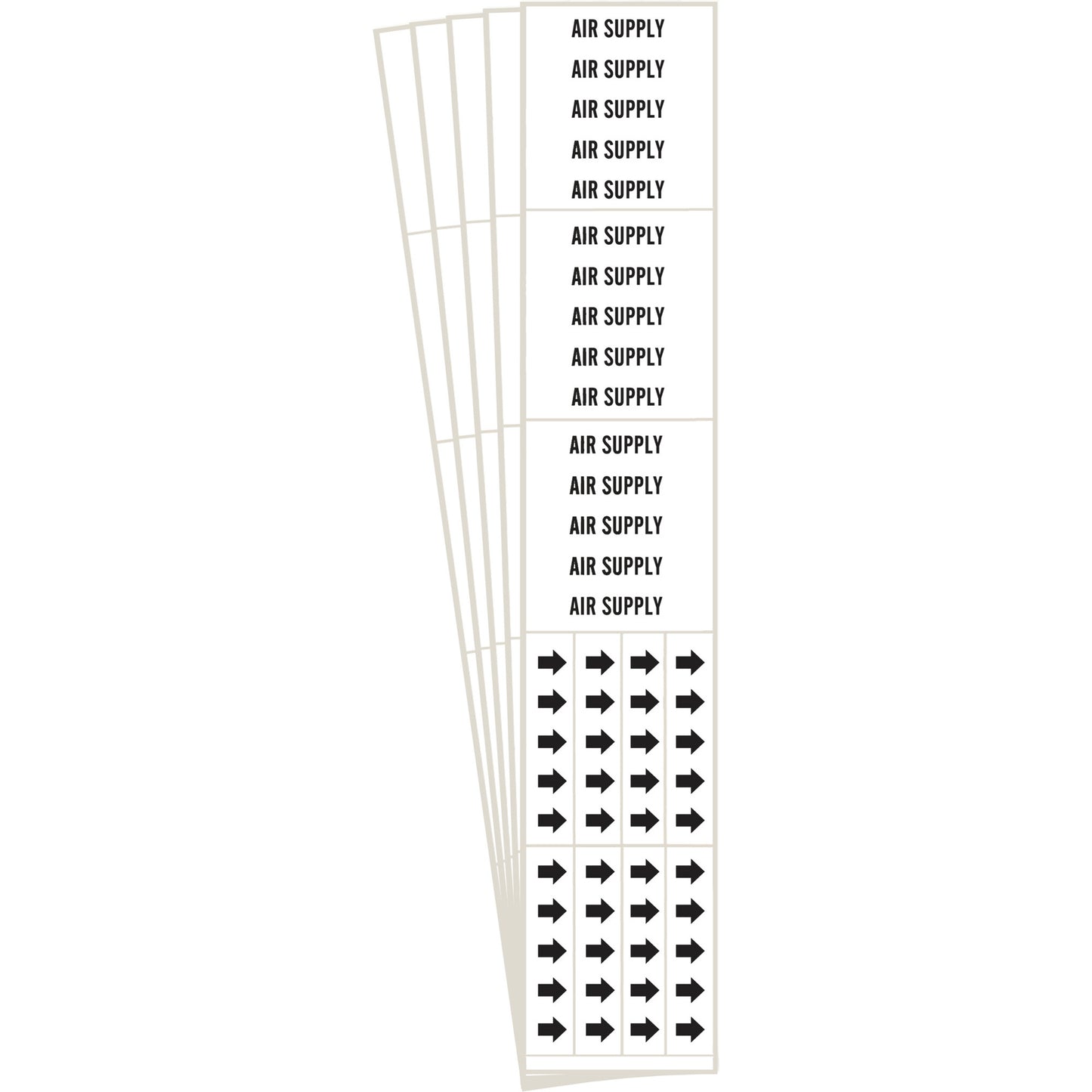 Brady "Air Supply" Pipe Markers, Self-Adhesive, 2-1/4" H x 2-3/4" W, Black on White