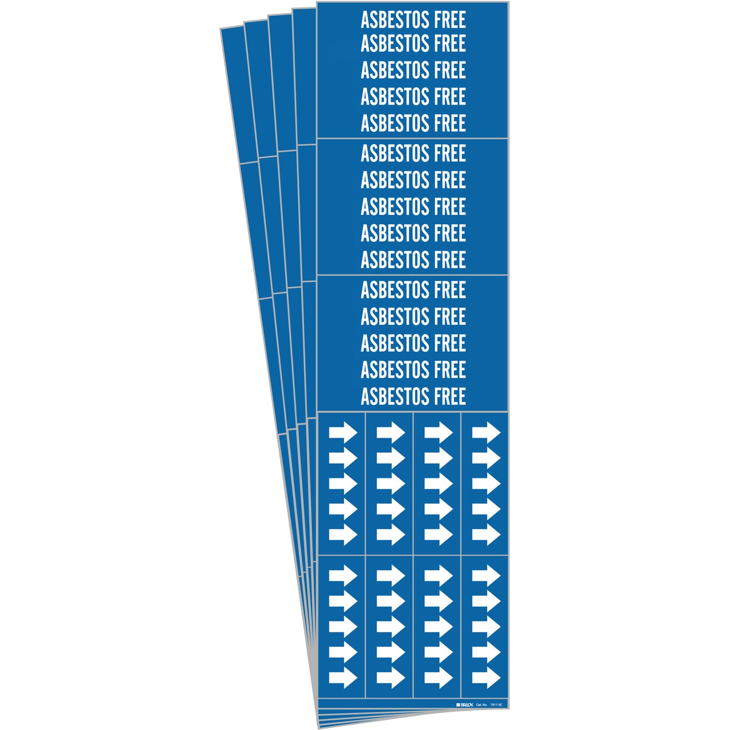 Brady "Asbestos Free" Pipe Marker, Self-Adhesive, 2-1/4" H x 2-3/4" W, White on Blue