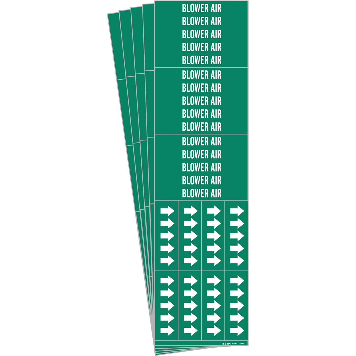 Brady "Blower Air" Pipe Marker, Self-Adhesive, 2-1/4" H x 2-3/4" W, White on Green