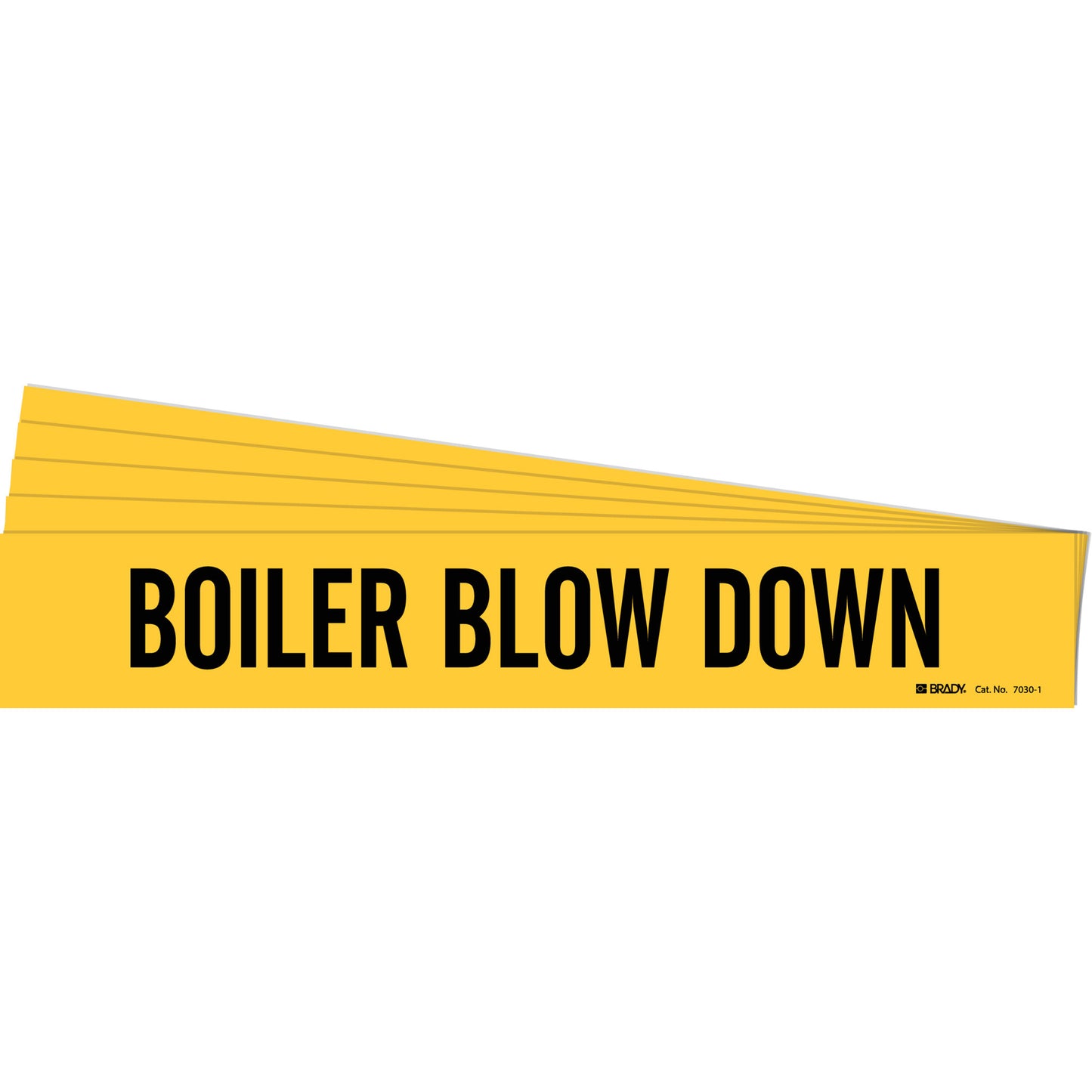Brady "Boiler Blow Down" Pipe Marker, Self-Adhesive, 2-1/4" H x 14" W, Black on Yellow