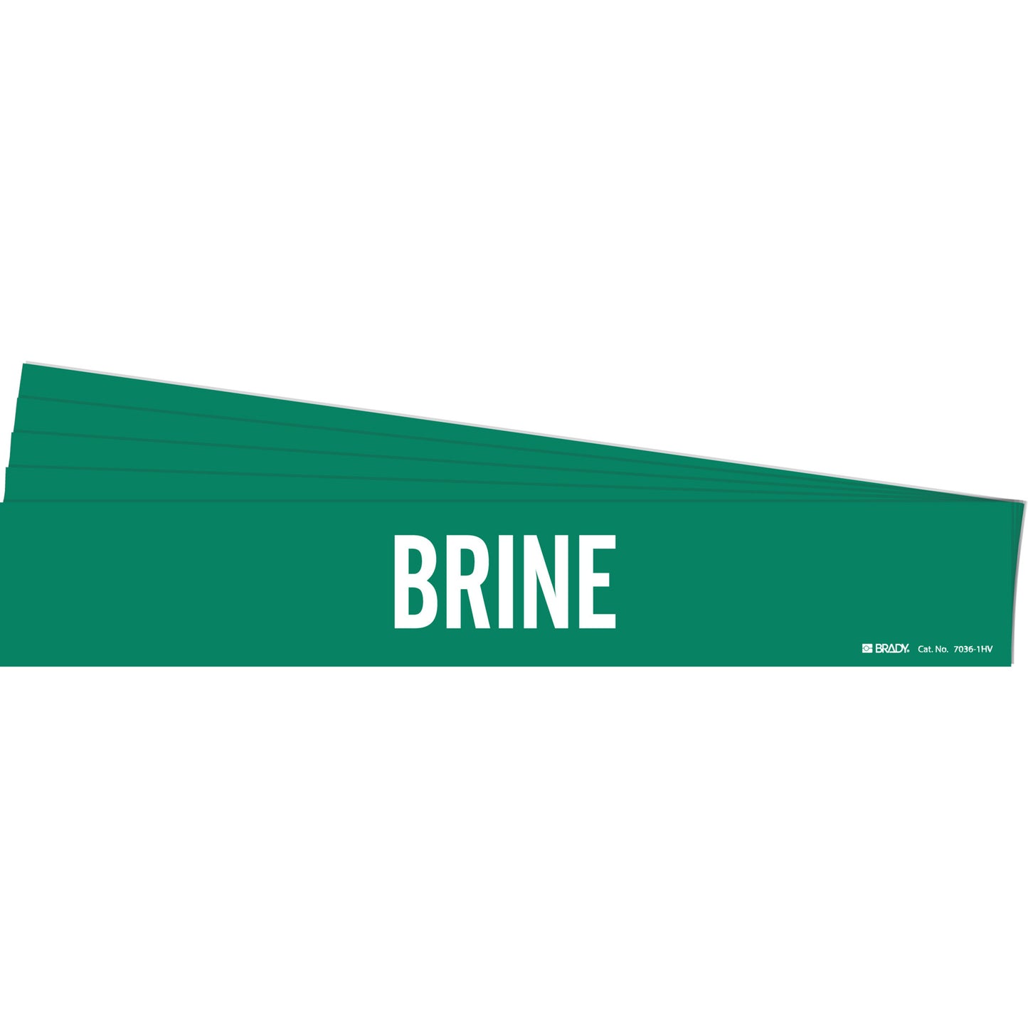 Brady "Brine" Pipe Marker, Self-Adhesive, 4" H x 24" W, White on Green
