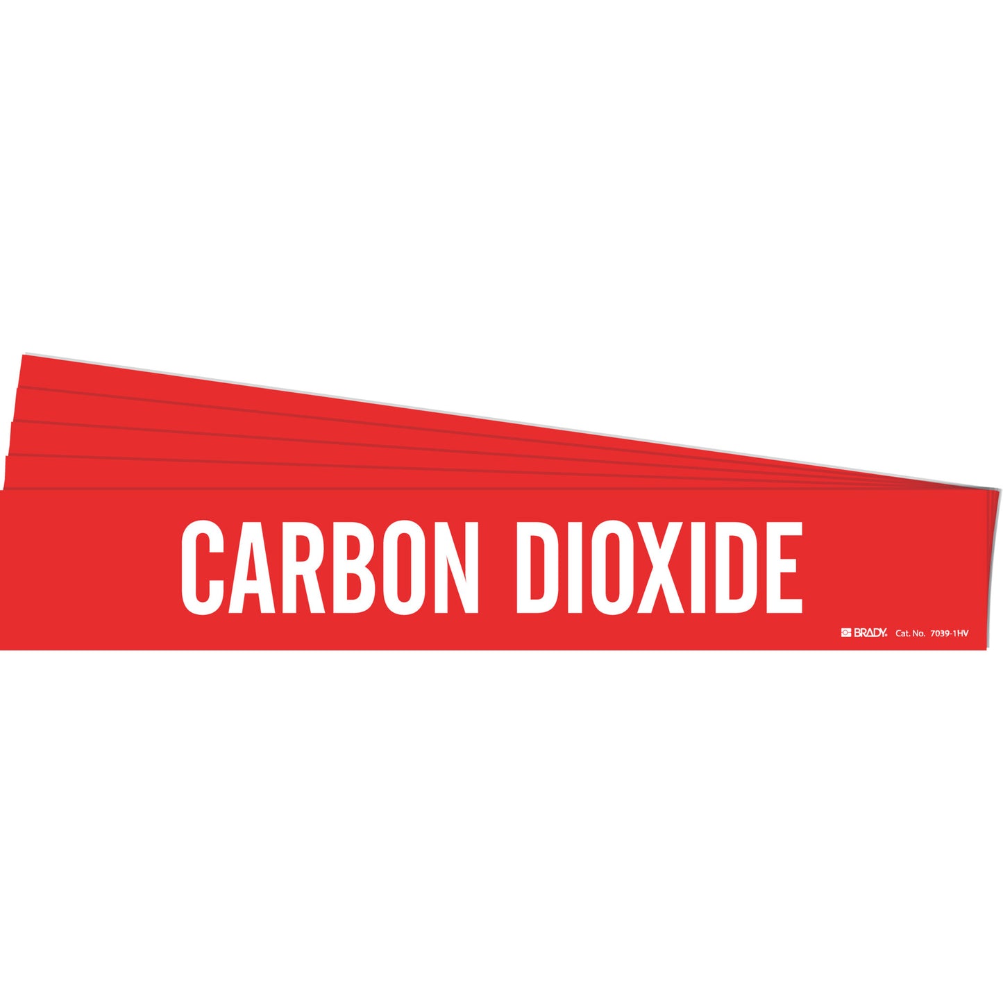 Brady "Carbon Dioxide" Pipe Marker, Self-Adhesive, 4" H x 24" W, White on Red