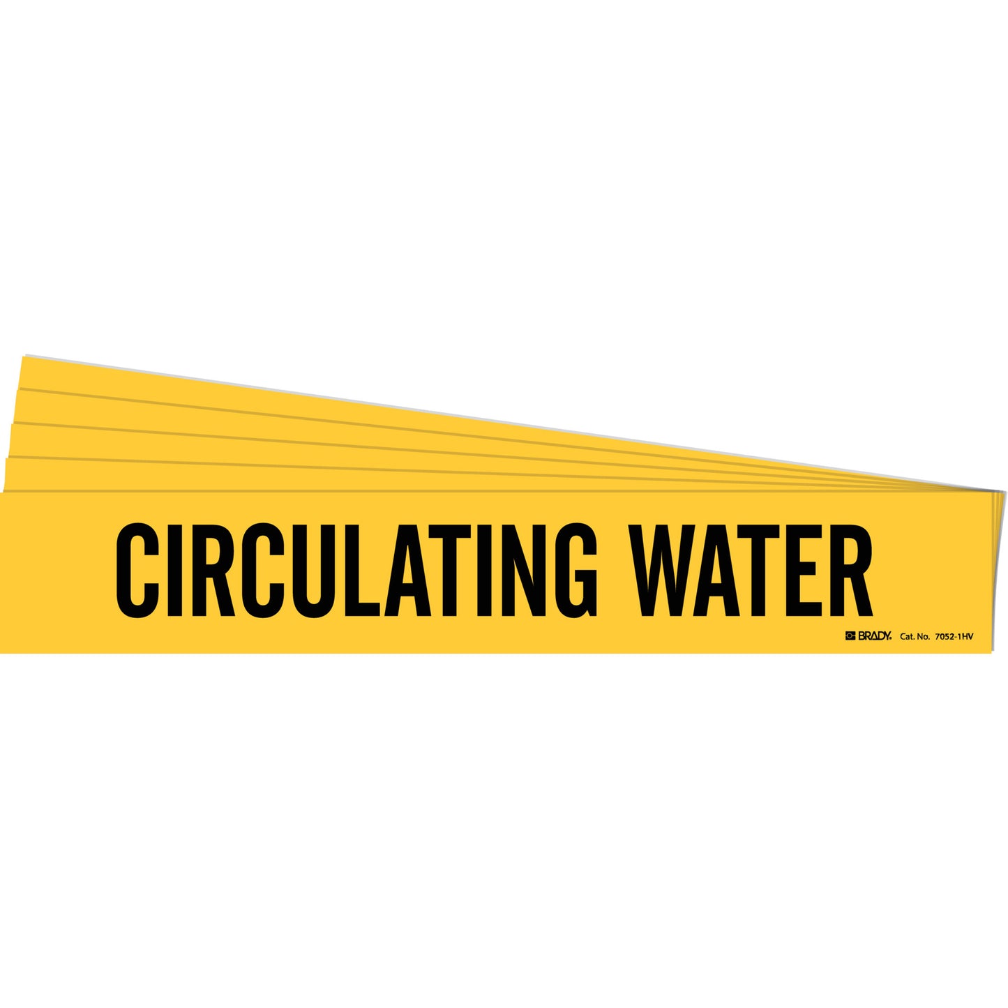 Brady "Circulating Water" Pipe Marker, Self-Adhesive, 4" H x 24" W, Black on Yellow