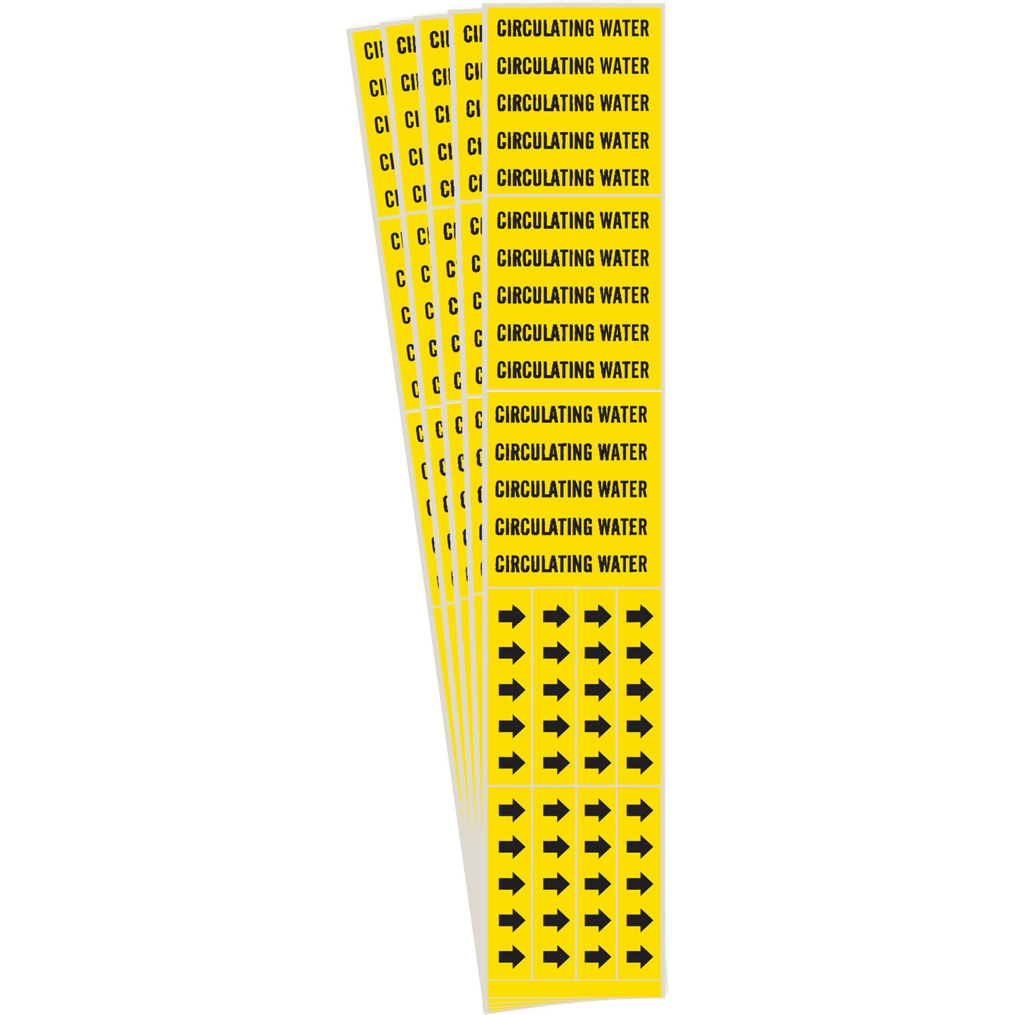 Brady "Circulating Water" Pipe Marker, Self-Adhesive, 2-1/4" H x 2-3/4" W, Black on Yellow