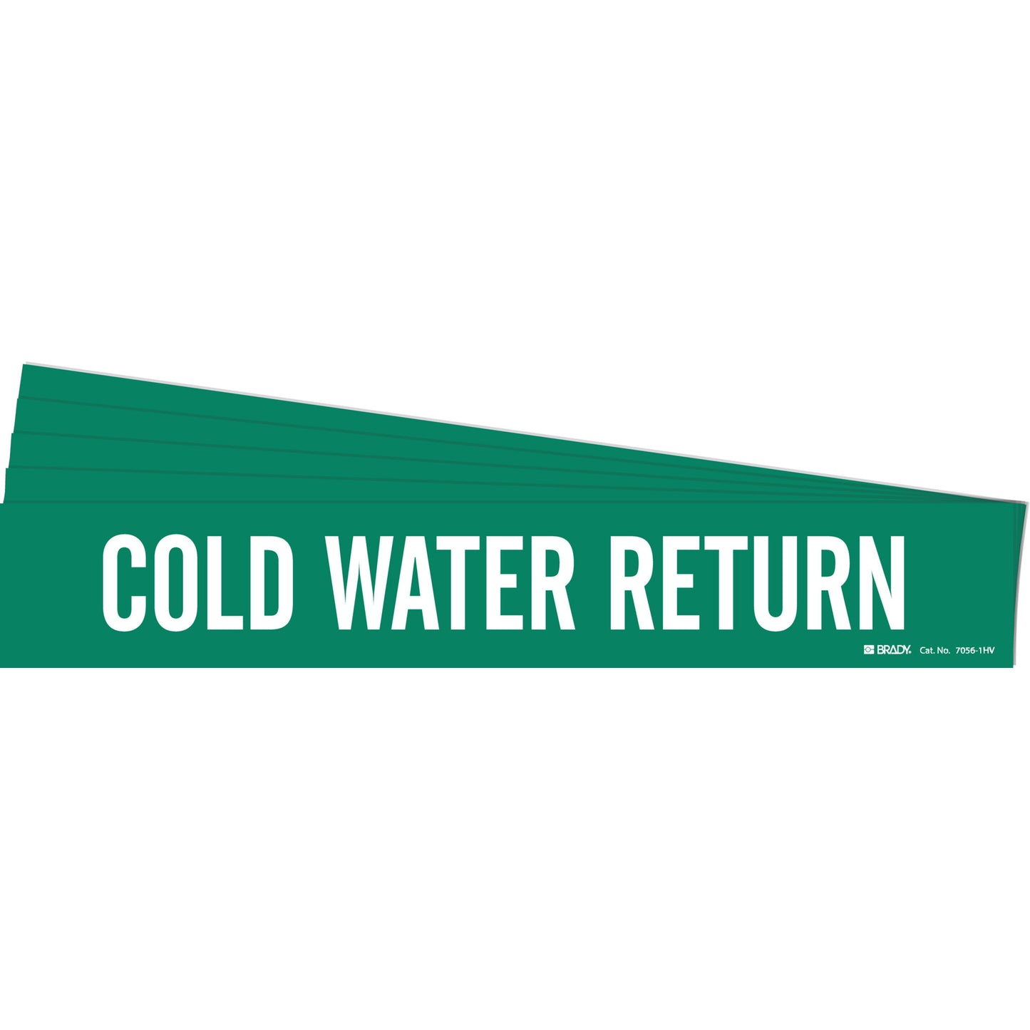 Brady "Cold Water Return" Pipe Marker, Self-Adhesive, 4" H x 24" W, White on Green