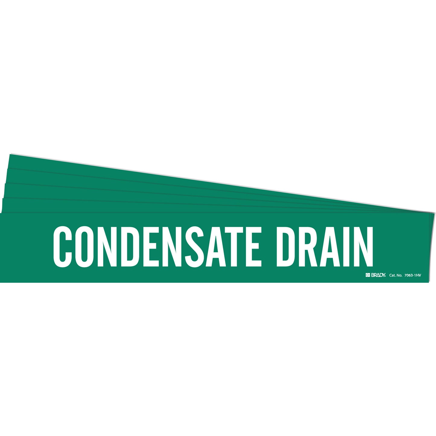 Brady "Condensate Drain" Pipe Marker, Self-Adhesive, 4" H x 24" W, White on Green