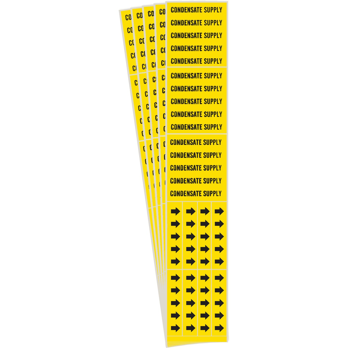 Brady "Condensate Supply" Pipe Markers, Self-Adhesive, 2-1/4" H x 2-3/4" W, Black on Yellow