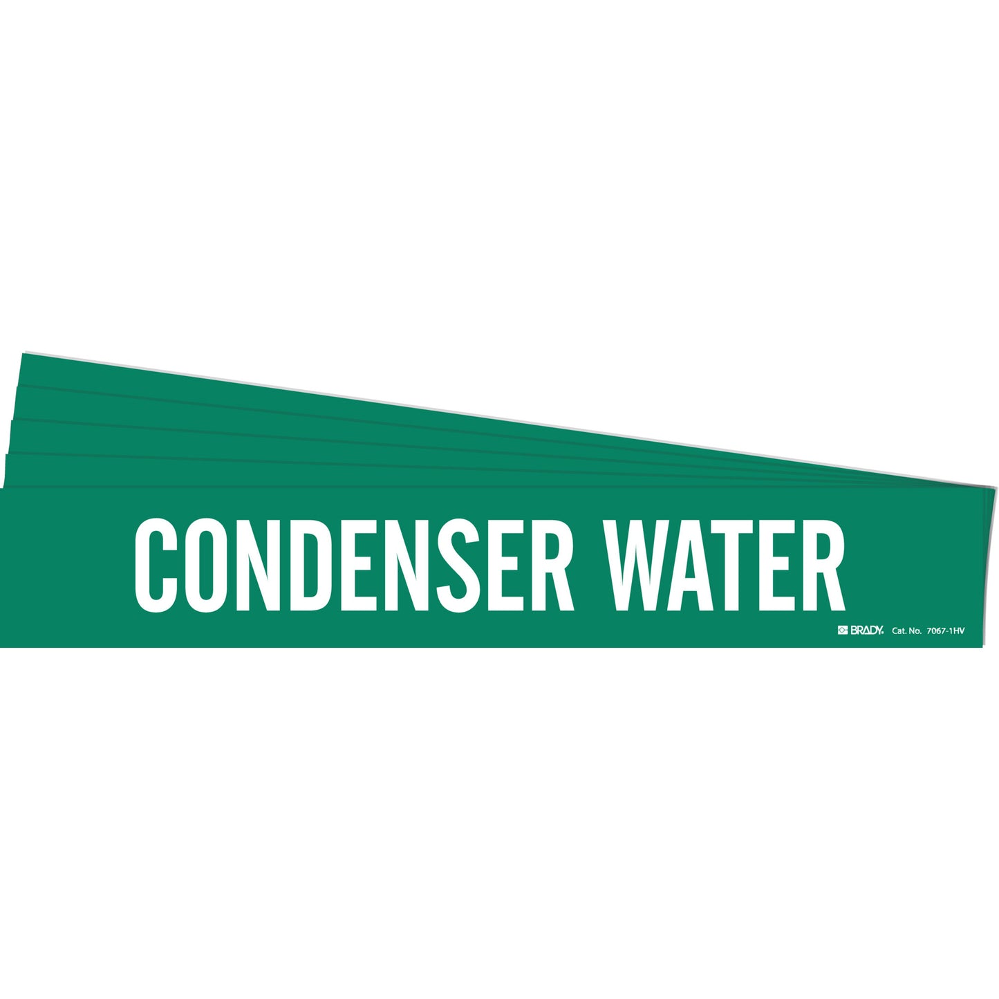 Brady "Condenser Water" Pipe Marker, Self-Adhesive, 4" H x 24" W, White on Green