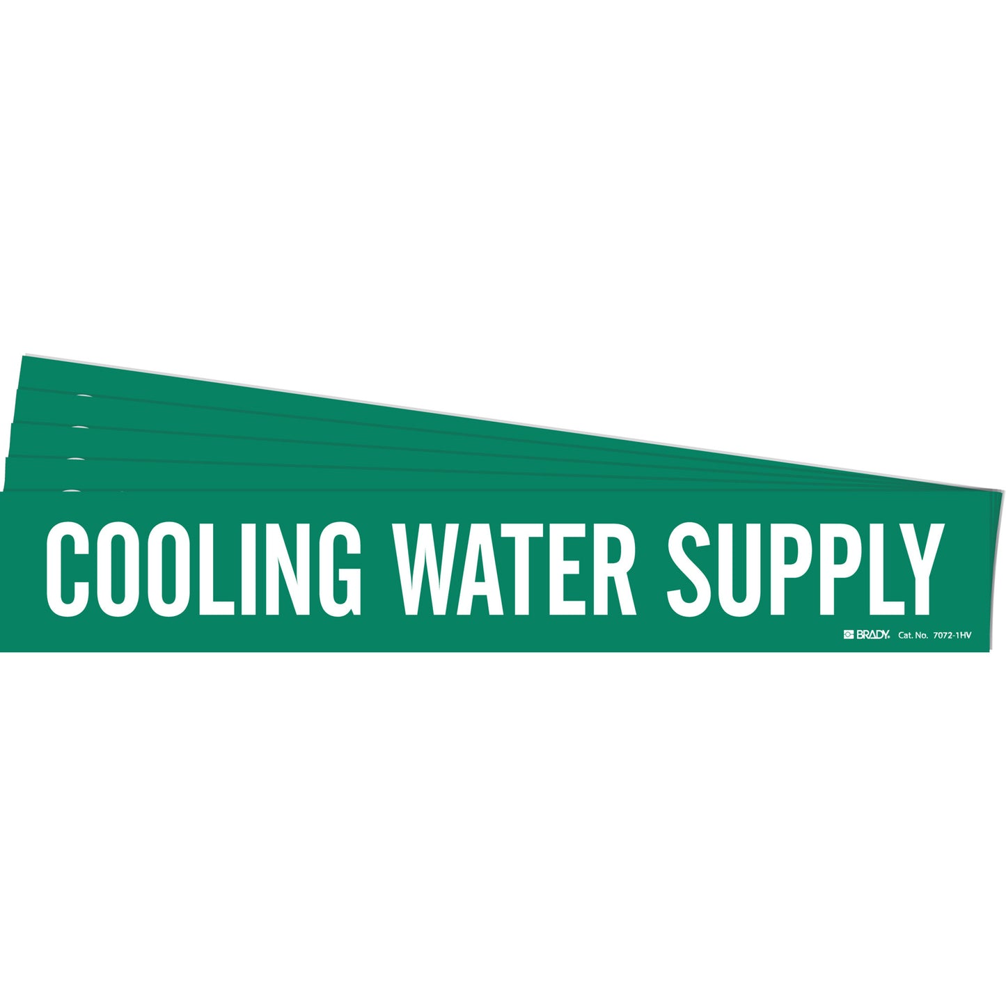 Brady "Cooling Water Supply" Pipe Marker, Self-Adhesive, 4" H x 24" W, White on Green