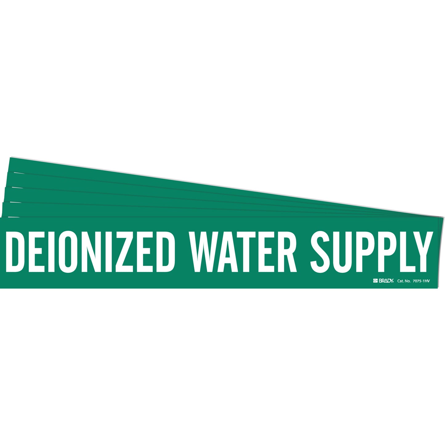 Brady "Deionized Water Supply" Pipe Marker, Self-Adhesive, 4" H x 24" W, White on Green