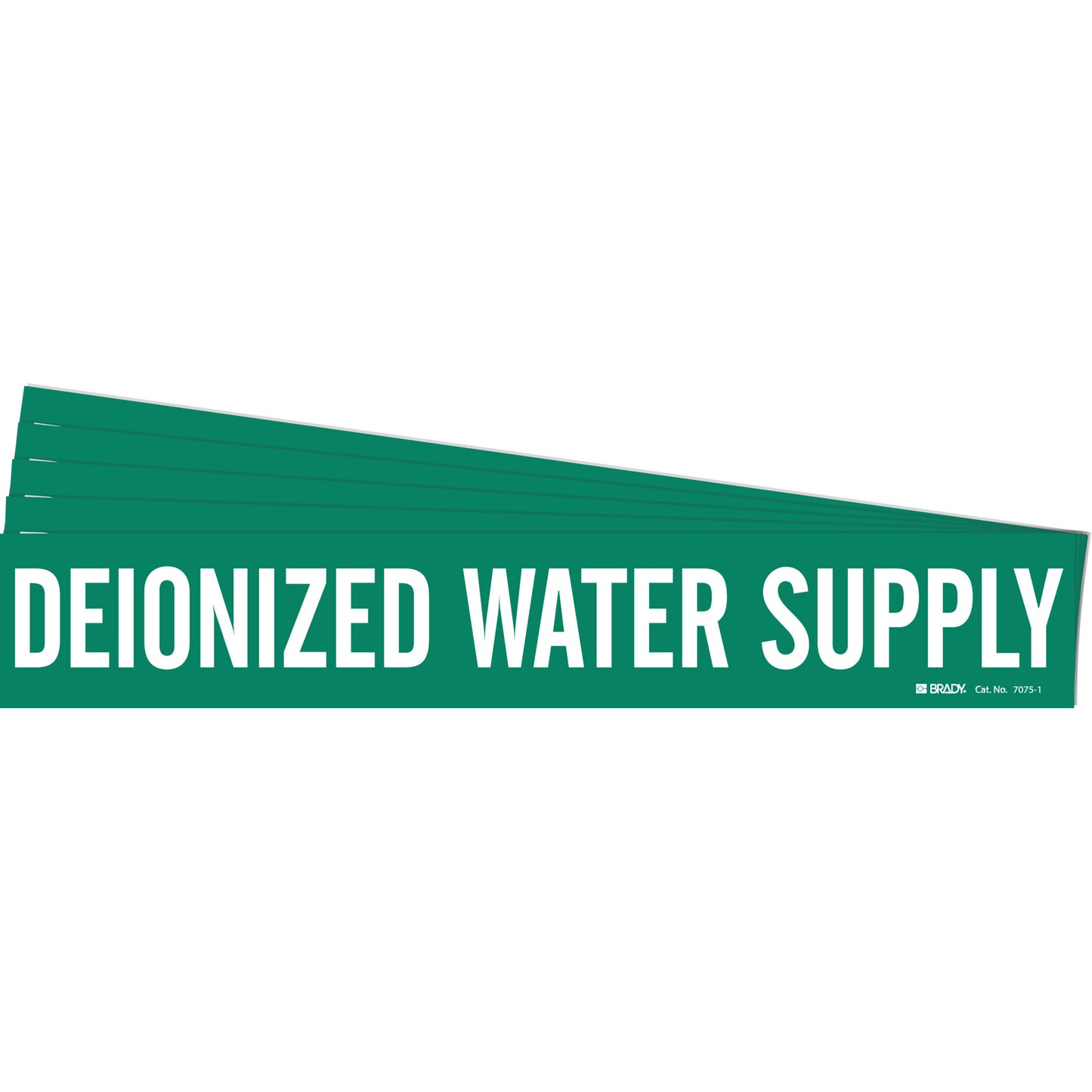 Brady "Deionized Water Supply" Pipe Marker, Self-Adhesive, 2-1/4" H x 14" W, White on Green