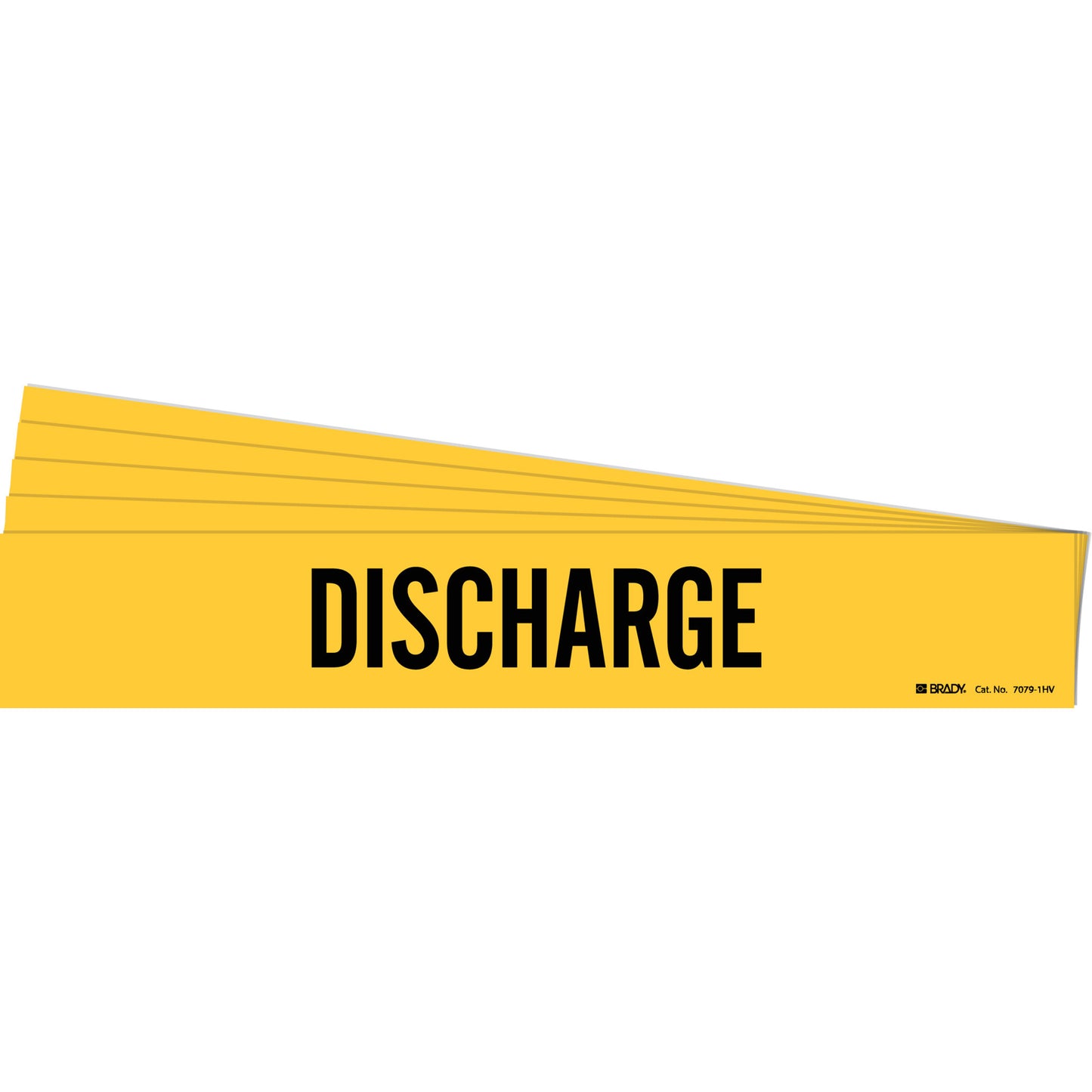 Brady "Discharge" Pipe Marker, Self-Adhesive, 4" H x 24" W, Black on Yellow