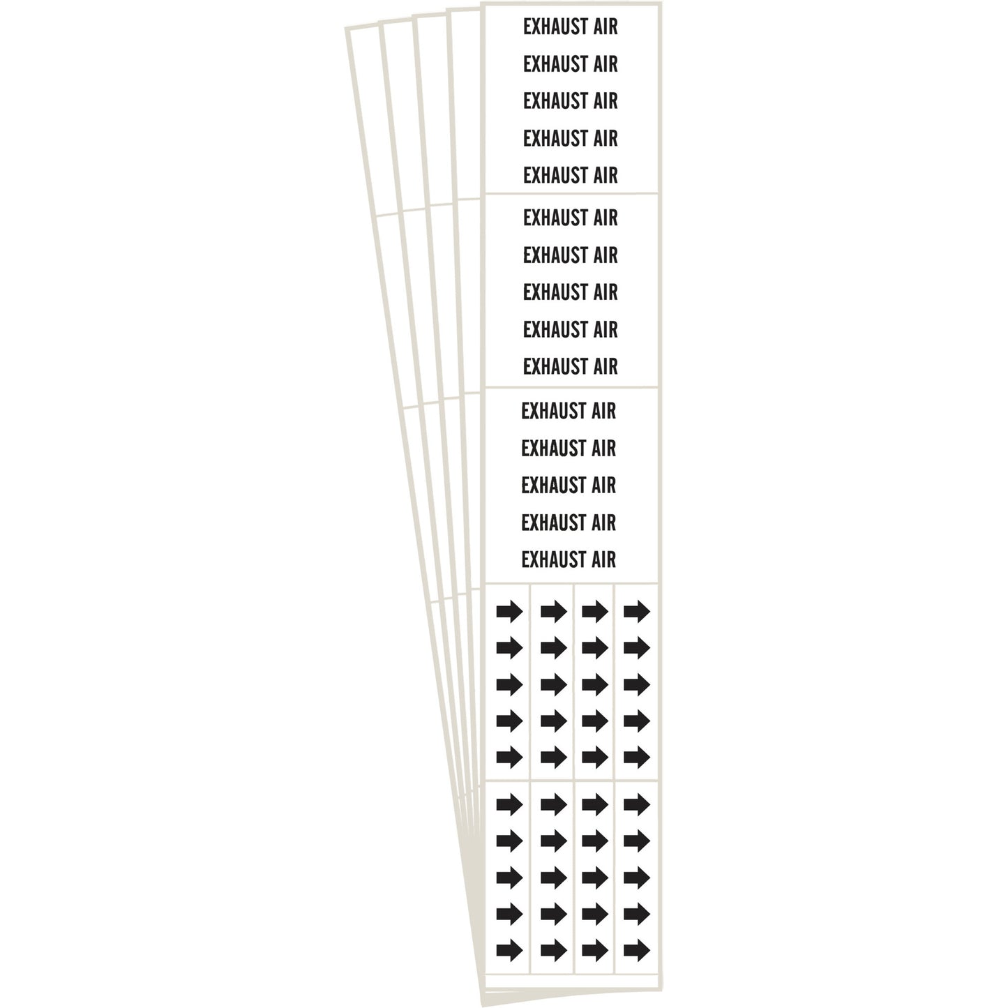 Brady "Exhaust Air" Pipe Markers, Self-Adhesive, 2-1/4" H x 2-3/4" W, Black on White