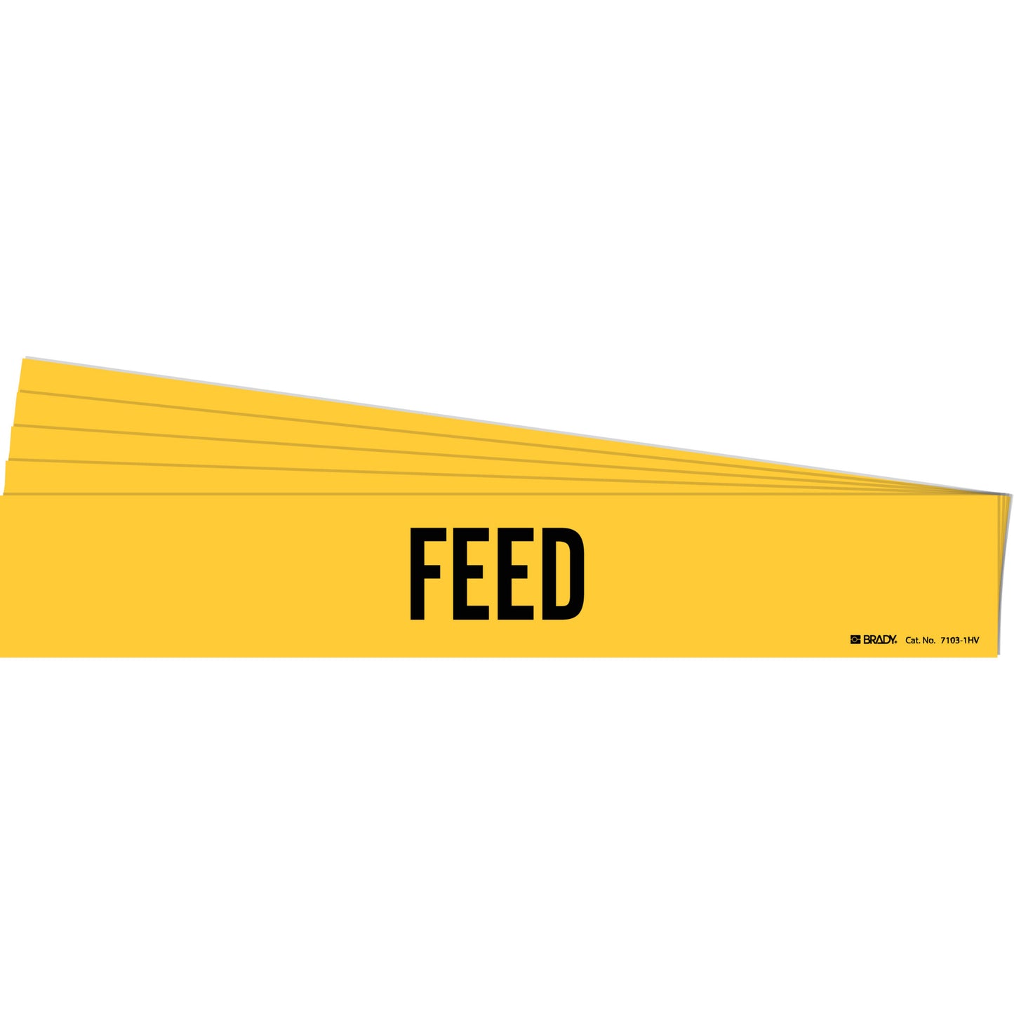 Brady "Feed" Pipe Marker, Self-Adhesive, 4" H x 24" W, Black on Yellow