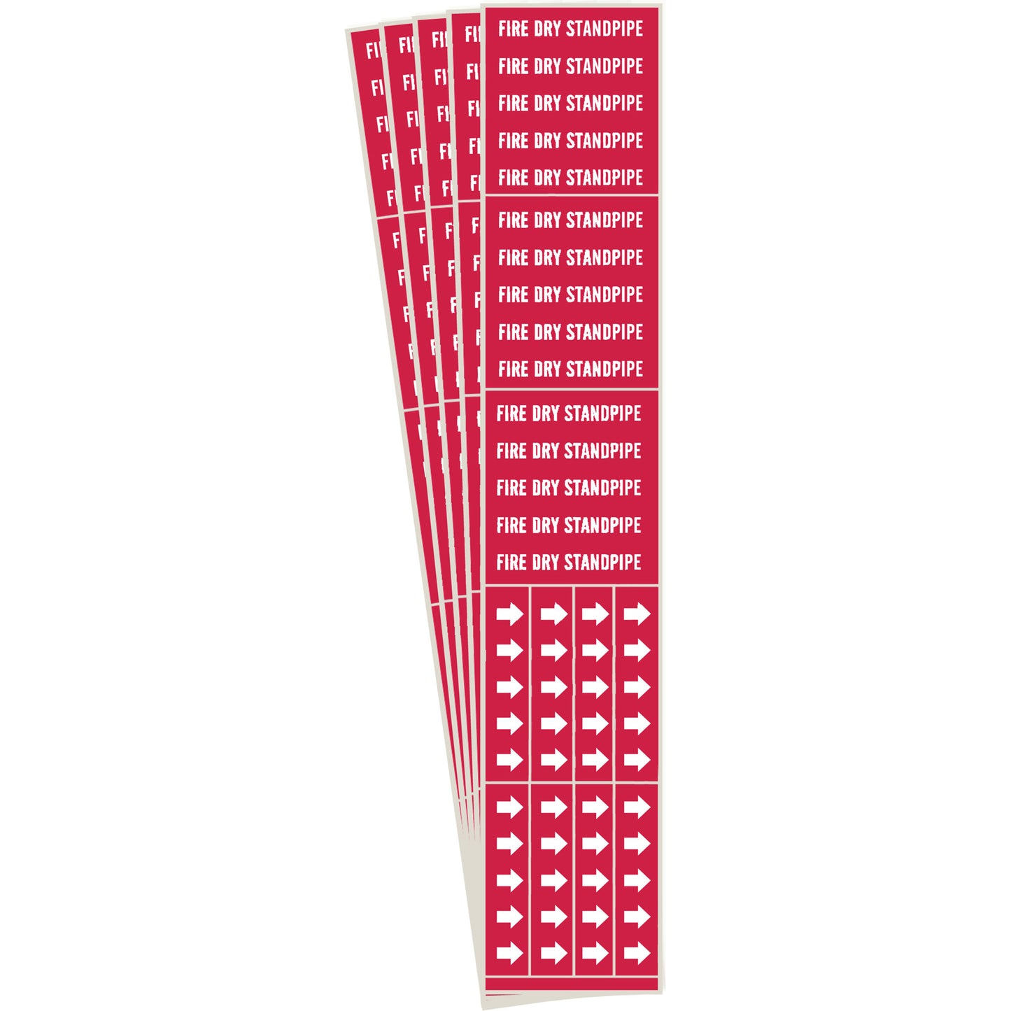 Brady "Fire Dry Standpipe" Pipe Markers, Self-Adhesive, 2-1/4" H x 2-3/4" W, White on Red