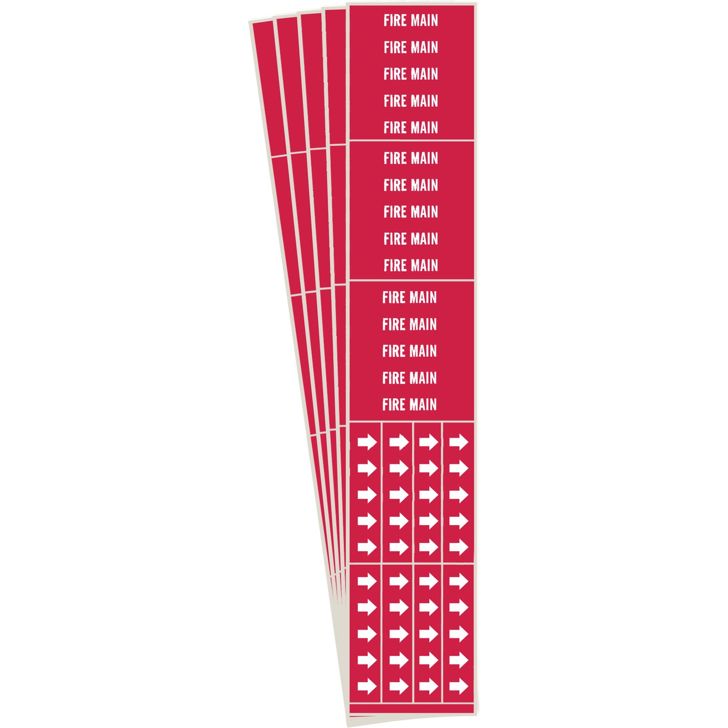 Brady "Fire Main" Pipe Markers, Self-Adhesive, 2-1/4" H x 2-3/4" W, White on Red