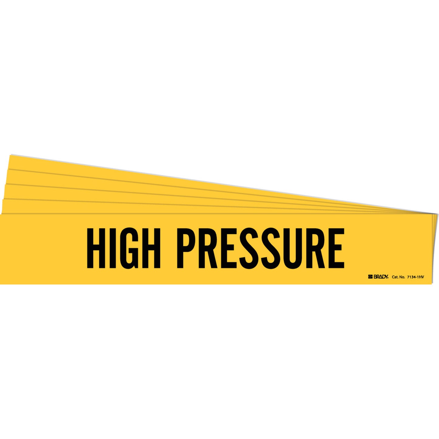 Brady "High Pressure" Pipe Marker, Self-Adhesive, 4" H x 24" W, Black on Yellow