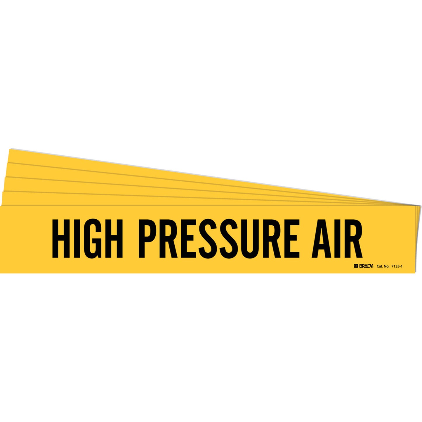 Brady "High Pressure Air" Pipe Marker, Self-Adhesive, 2-1/4" H x 14" W, Black on Yellow