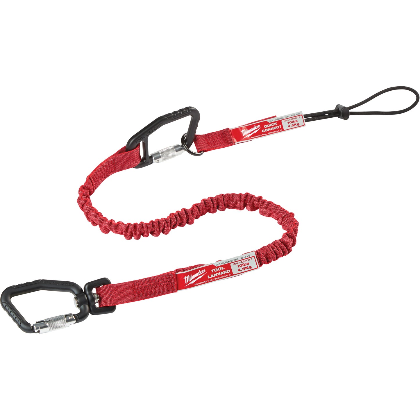 Milwaukee Quick-Connect Locking Tool Lanyard, Bungee, Carabiner/Loop