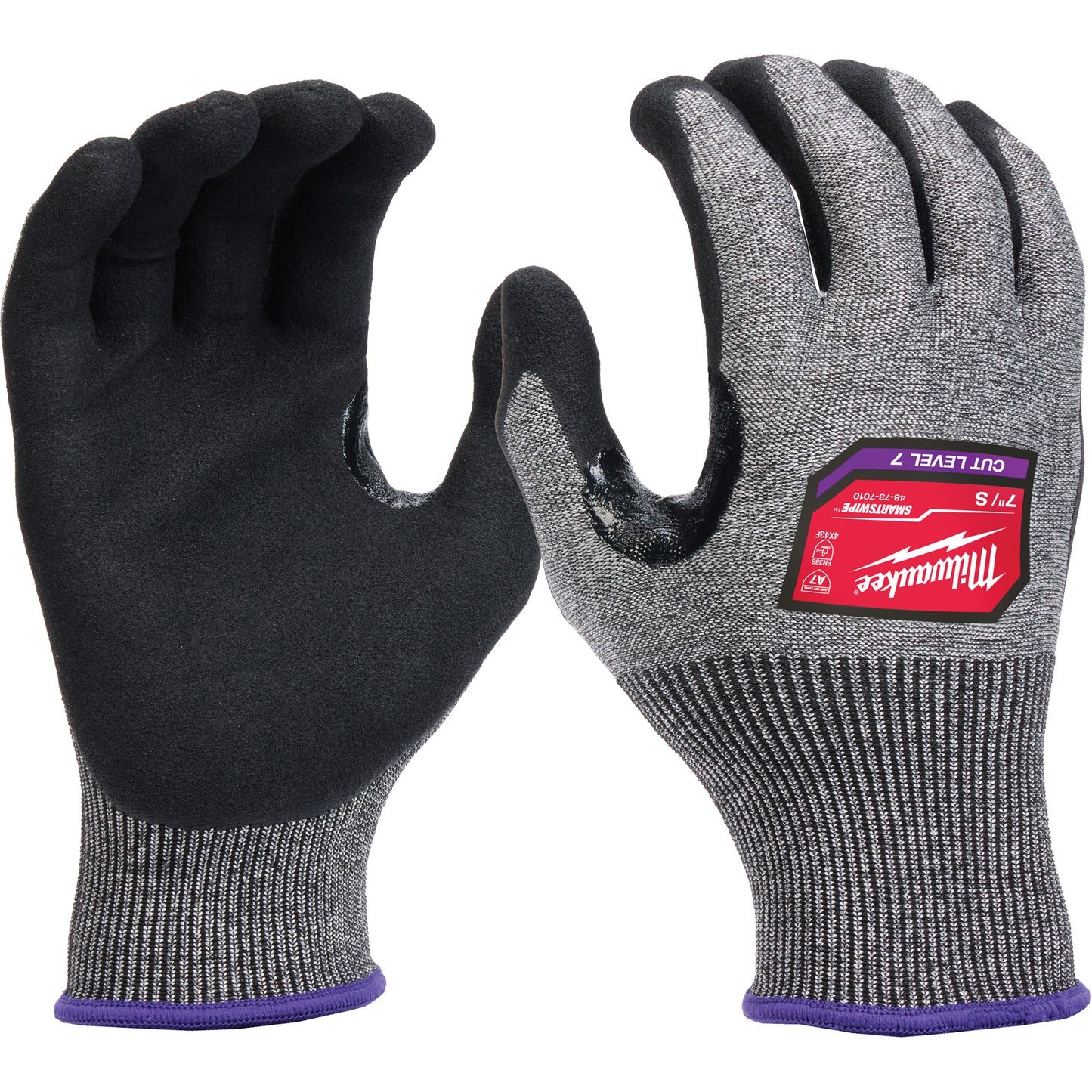 Milwaukee High-Dexterity Dipped Gloves, Size X-Large, 18 Gauge, Nitrile Coated, Nylon/Polyethylene/Tungsten Shell, ASTM ANSI Level A7/EN 388 Level 4