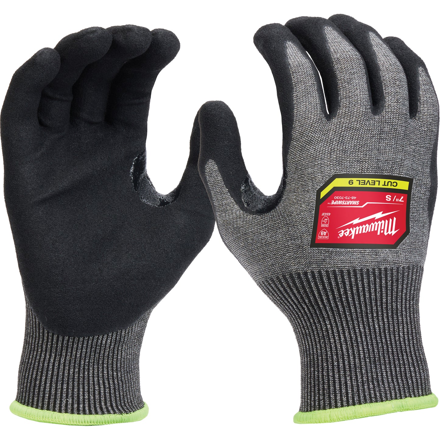 Milwaukee High-Dexterity Dipped Gloves, Size Small, 18 Gauge, Nitrile Coated, Nylon/Polyethylene/Tungsten Shell, ASTM ANSI Level A9/EN 388 Level F