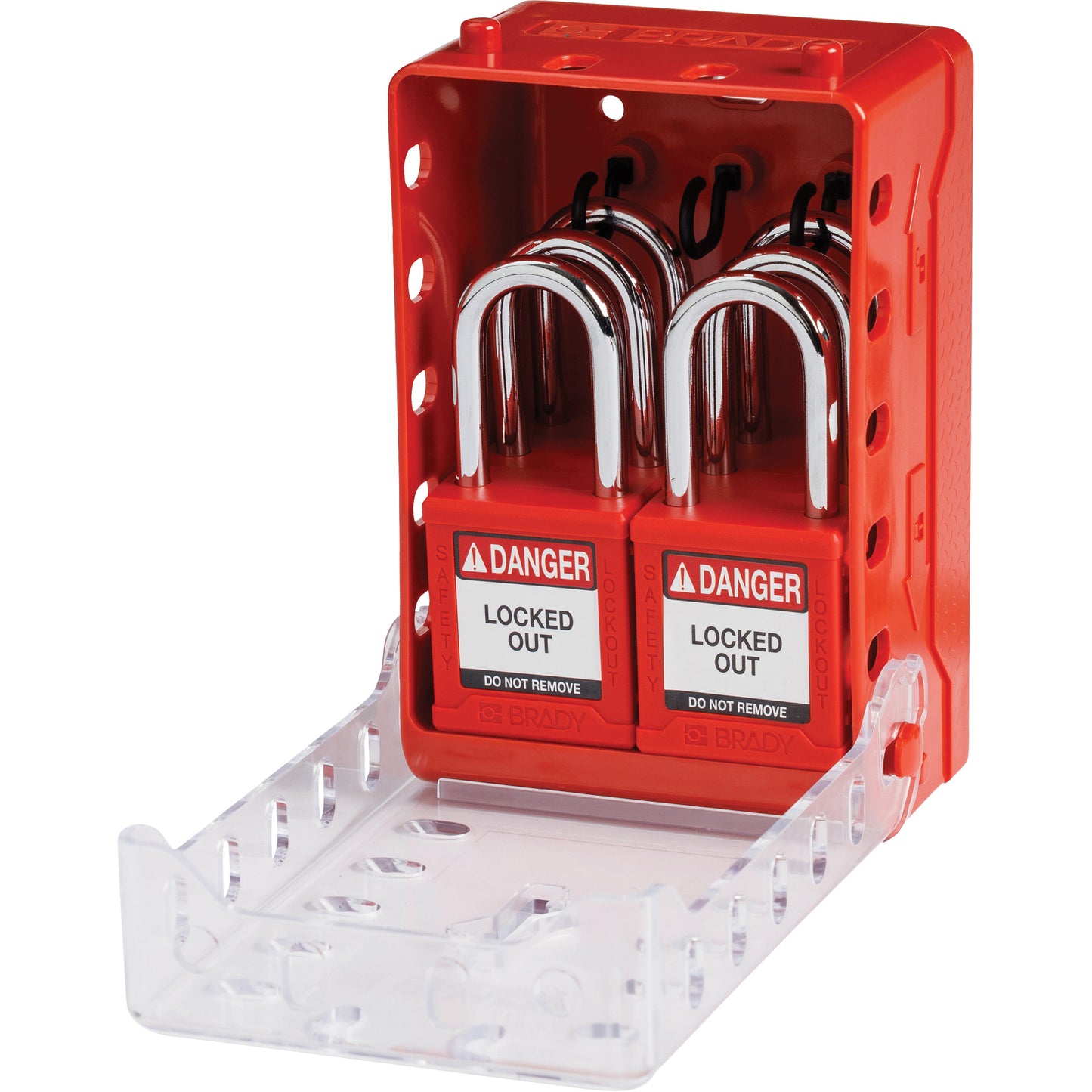 Brady Ultra Compact Group Lockout Box with Nylon Safety Lockout Padlocks, Red