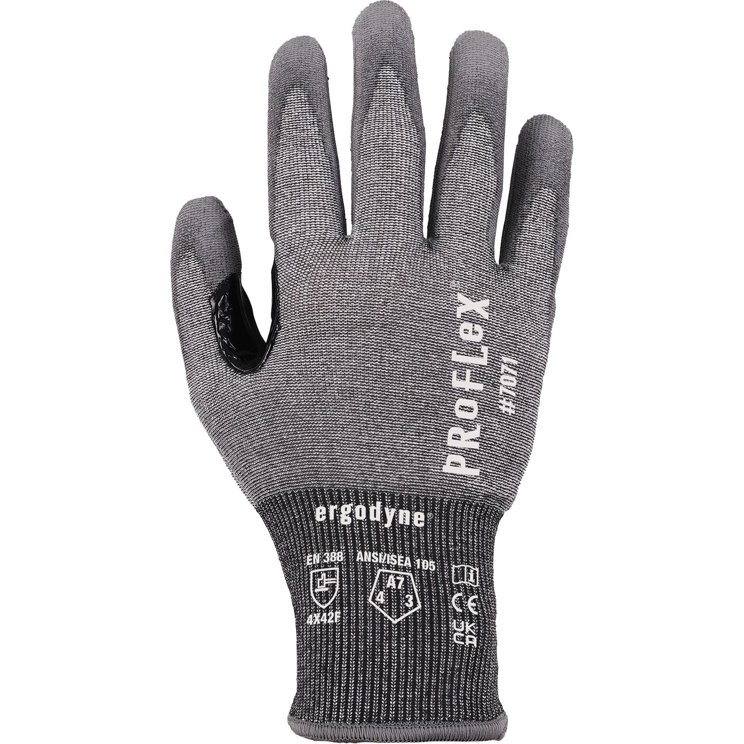 Ergodyne ProFlex 7071 PU Coated Cut-Resistant Gloves, Size X-Large, 18 Gauge, Polyurethane Coated, HPPE/Tungsten Shell, ASTM ANSI Level A7/EN 388 Level F