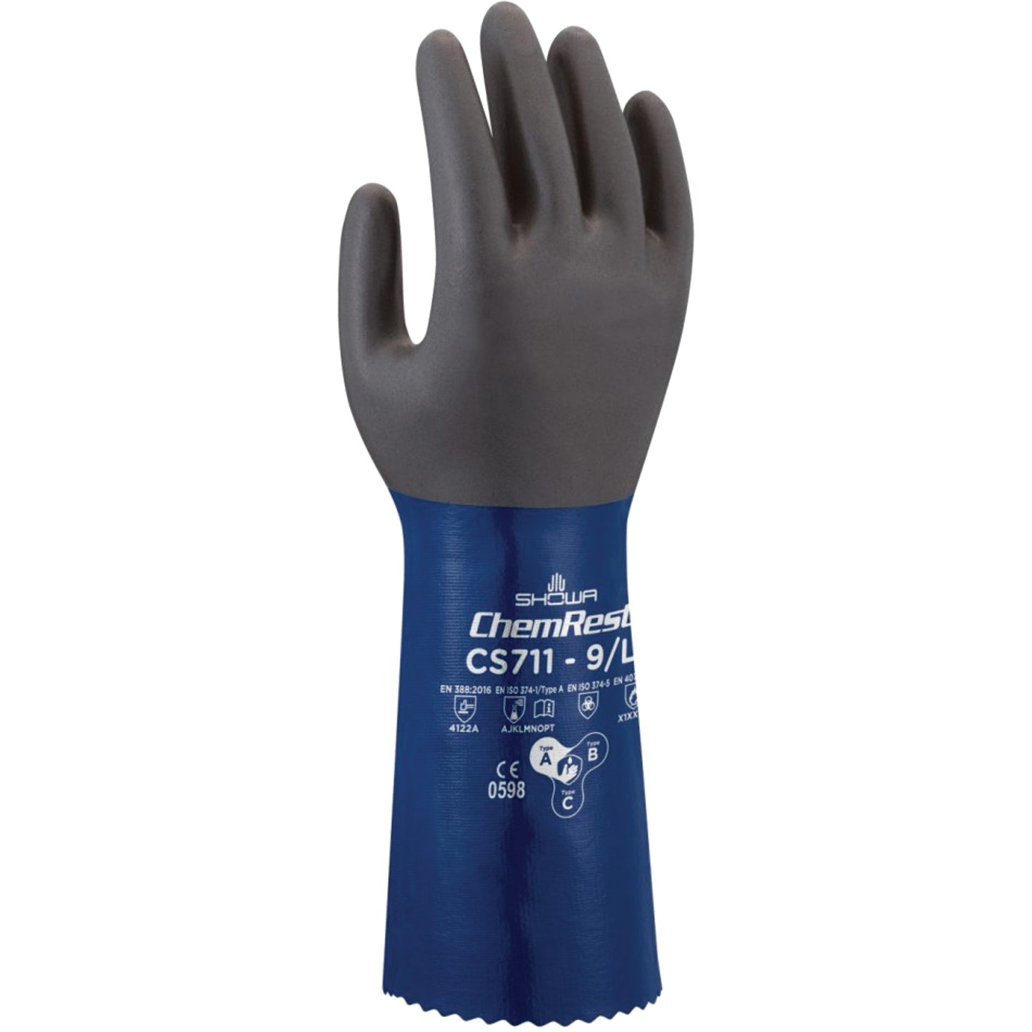 Showa CS710 Chemical-Resistant Gloves, Size 11, 14" L, Polyester