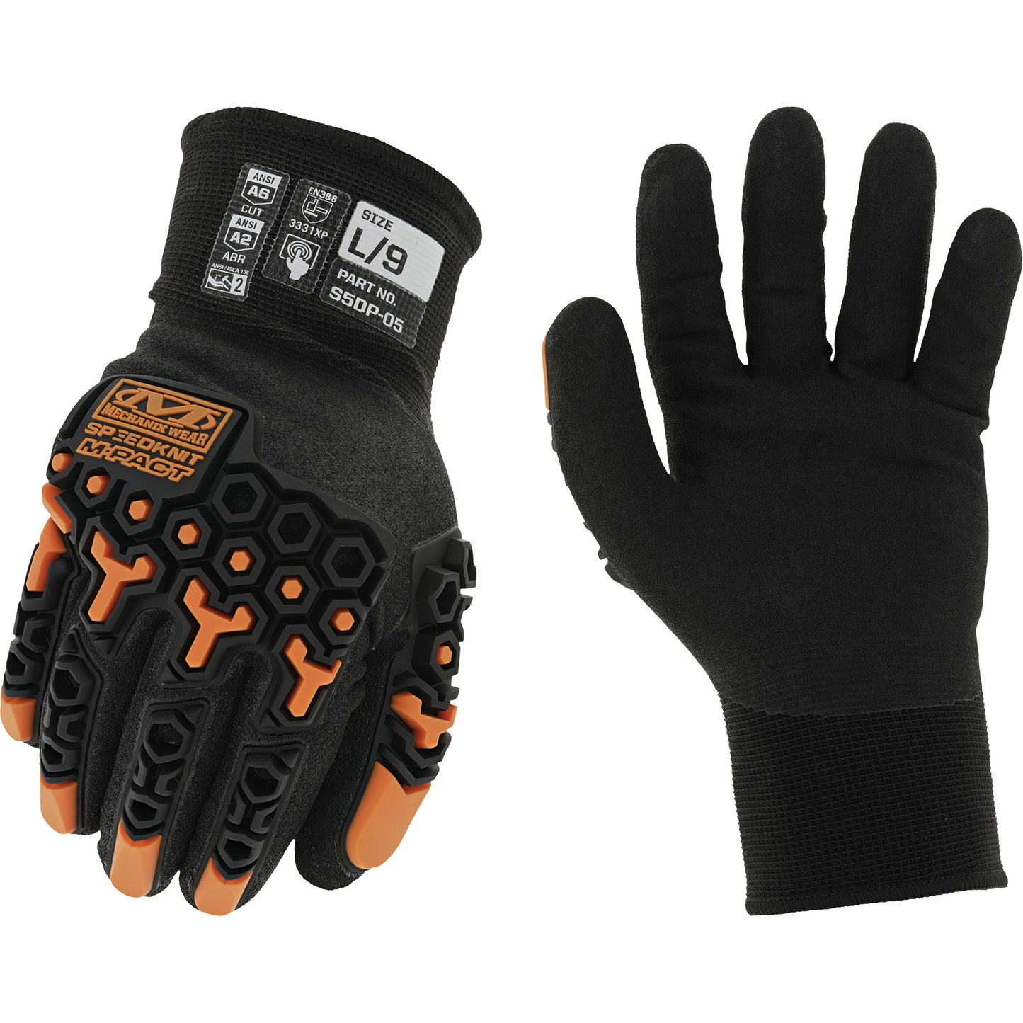 Mechanix Wear Speedknit™ M-Pact® Thermal Gloves, 8, Nitrile Palm, Knit Wrist Cuff