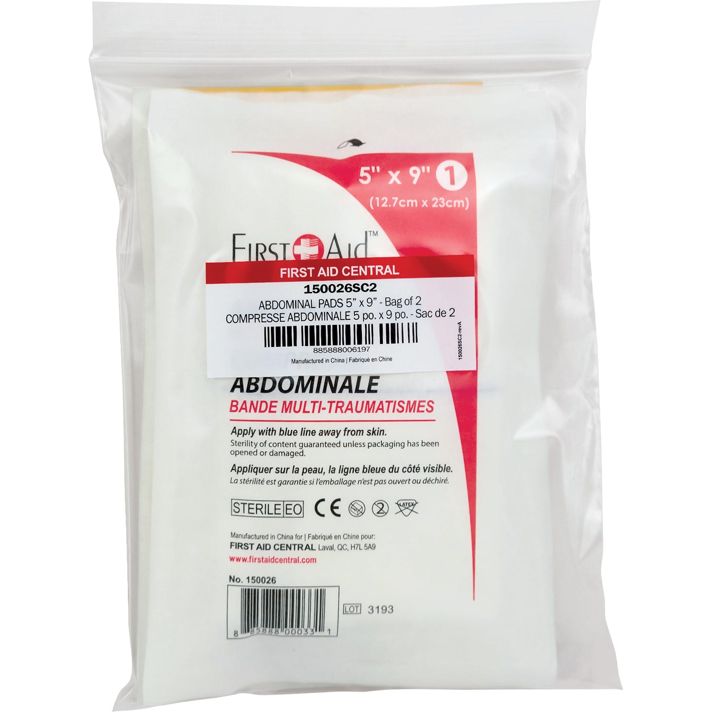 First Aid Central SmartCompliance® Refill Abdominal Trauma Pads