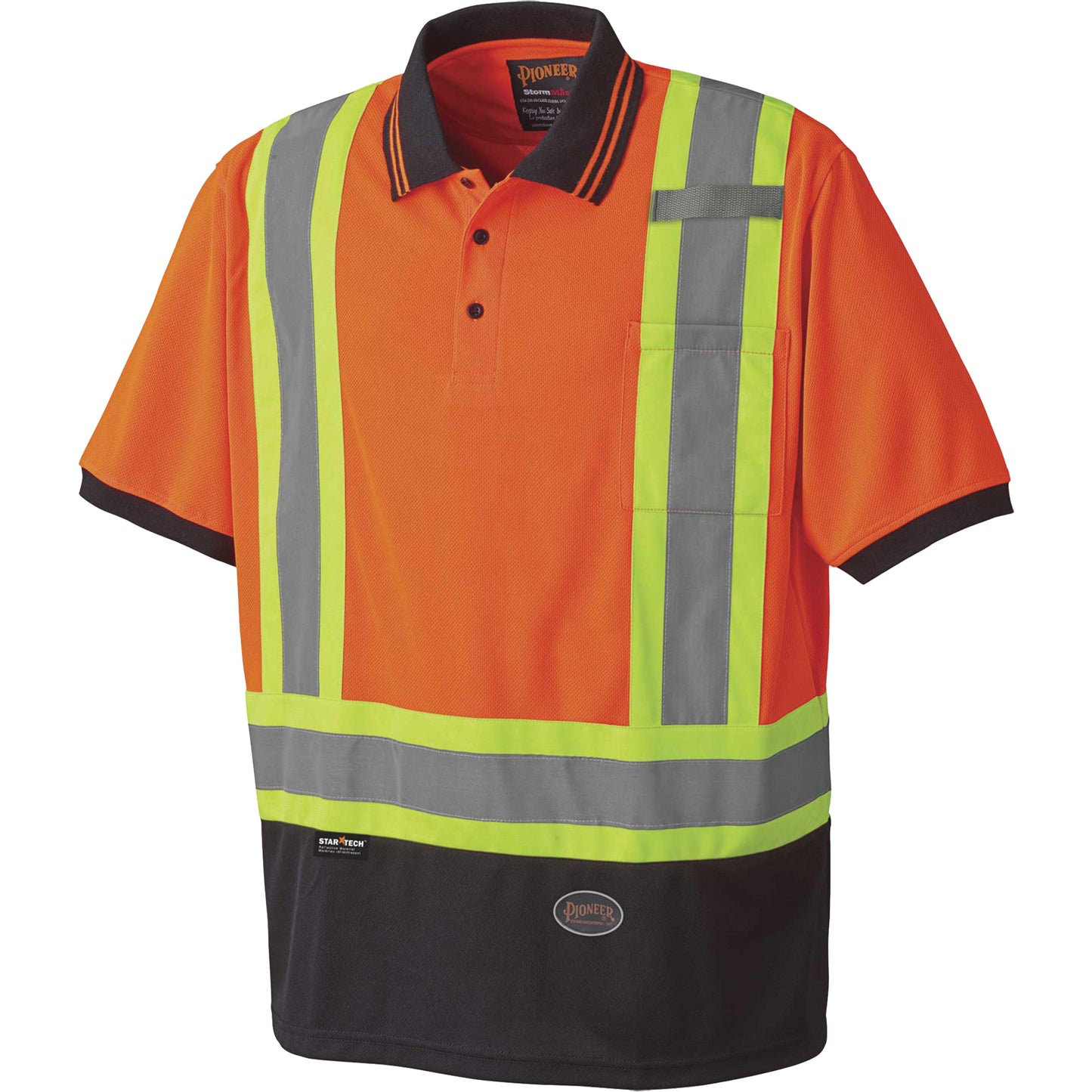 Pioneer 6986 Bird's-Eye Safety Polo Shirt, Polyester, 3X-Large, High Visibility Orange