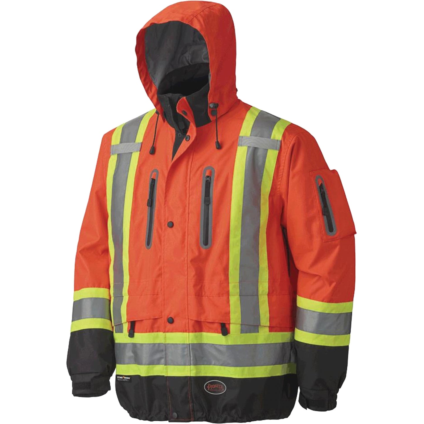 Pioneer 5200 Premium Breathable Waterproof Jacket, Polyester, Black/High Visibility Orange, X-Small