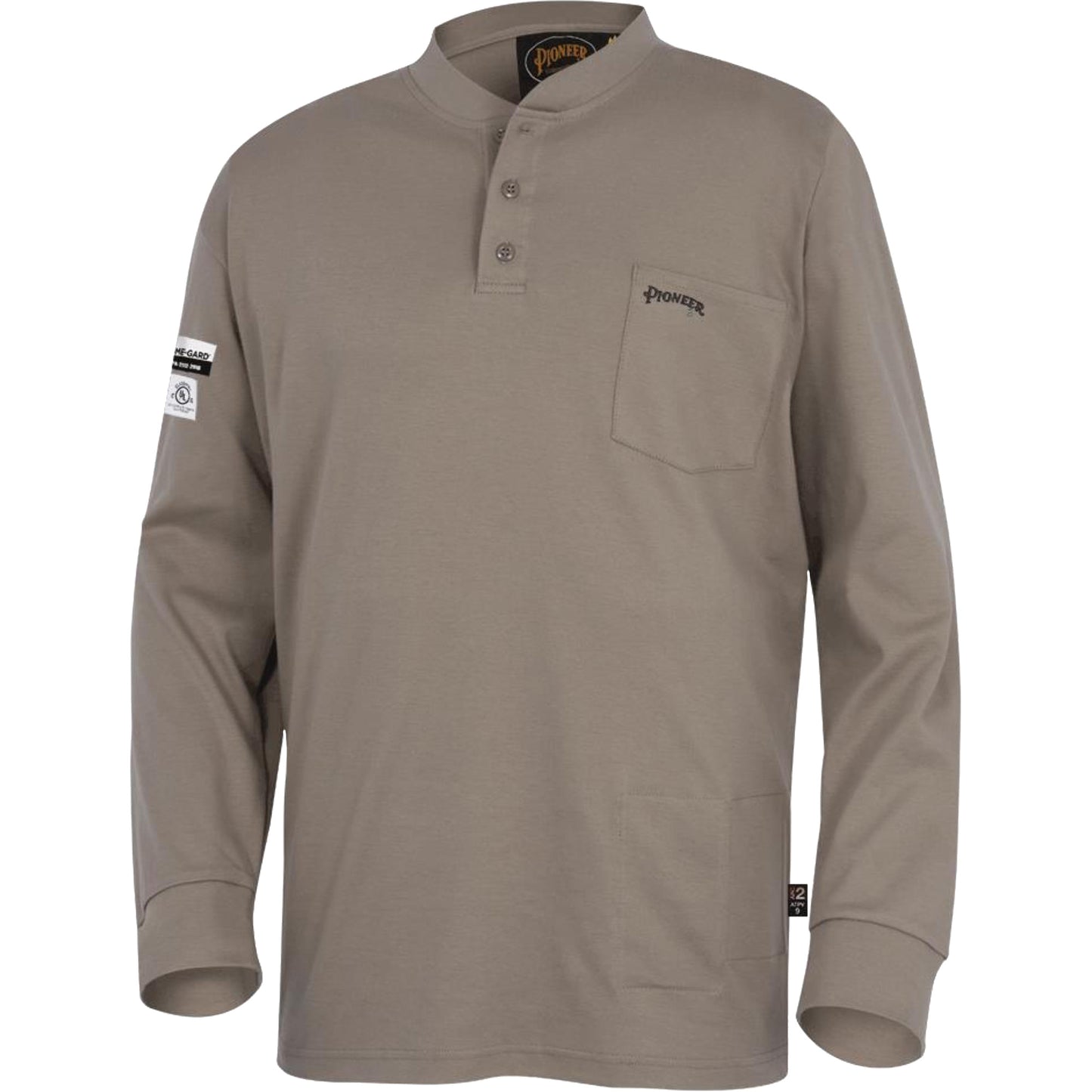 Pioneer 331 FR Interlock Henley Shirt, Small, Beige