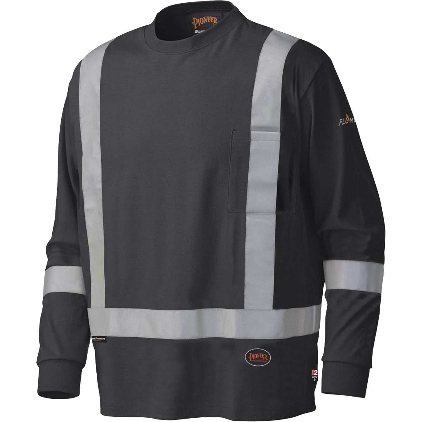 Pioneer 340SFA Flame-Resistant Long-Sleeved Safety Shirt, X-Large, Black