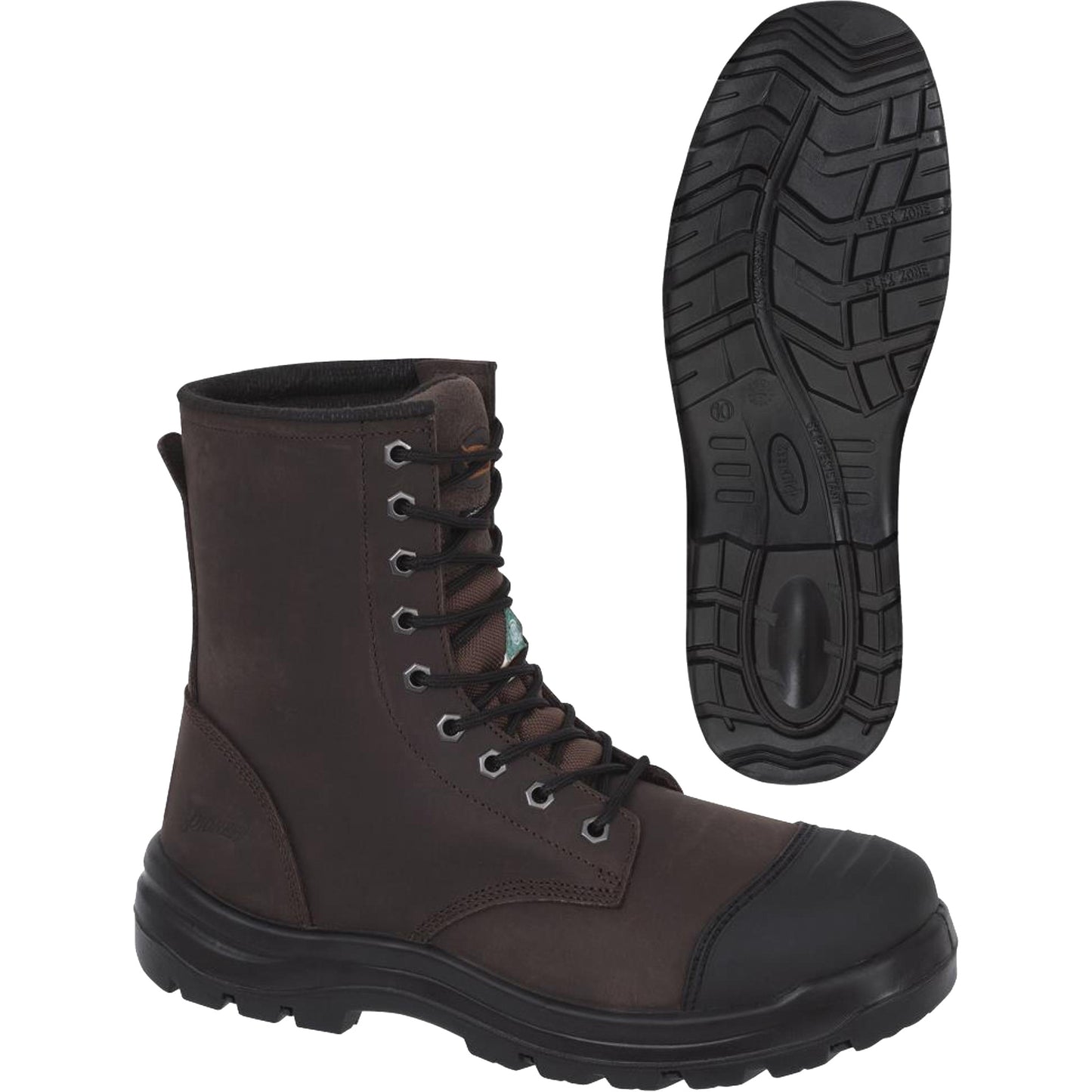 Pioneer 1028 Brown 8" Work Boots, Leather, Steel Toe, Size 8