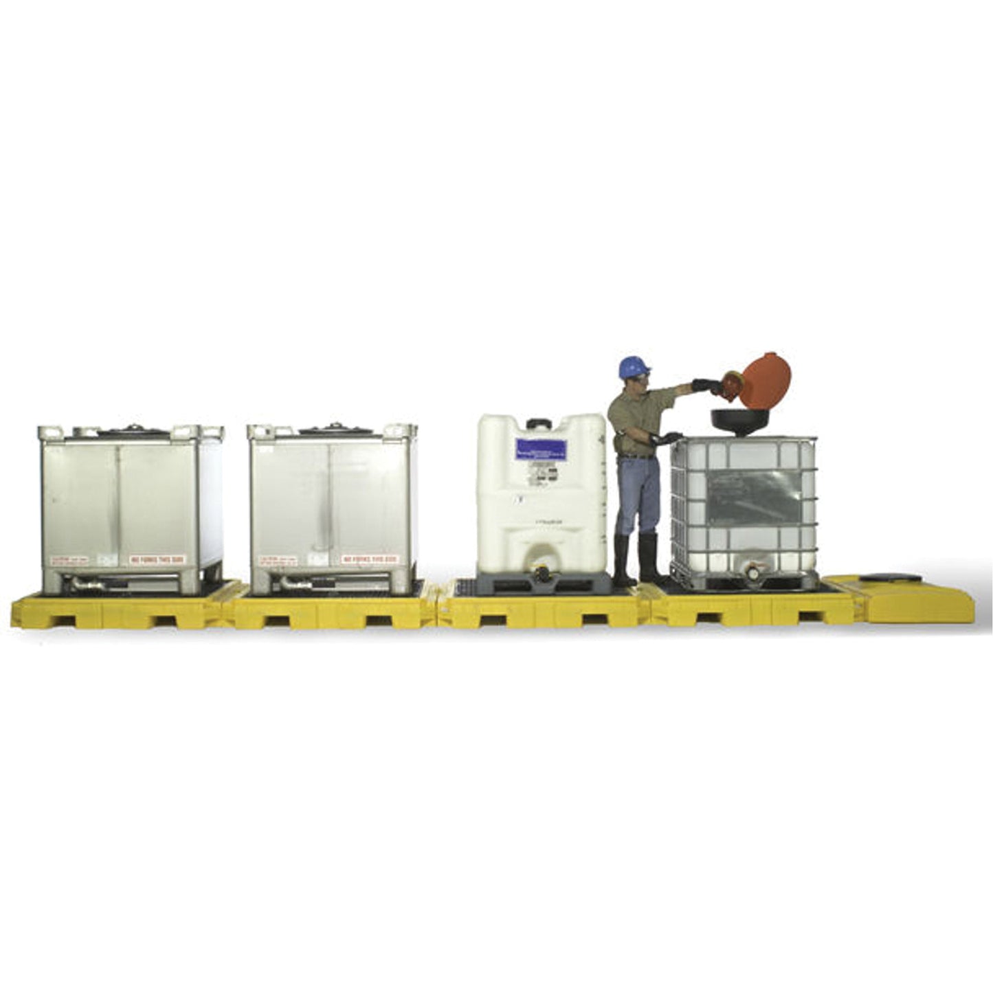 Ultratech Indoor 4-Tank Ultra-Modular IBC Spill Pallet, 365 US gal. Spill Capacity, 279" x 11" x 62"