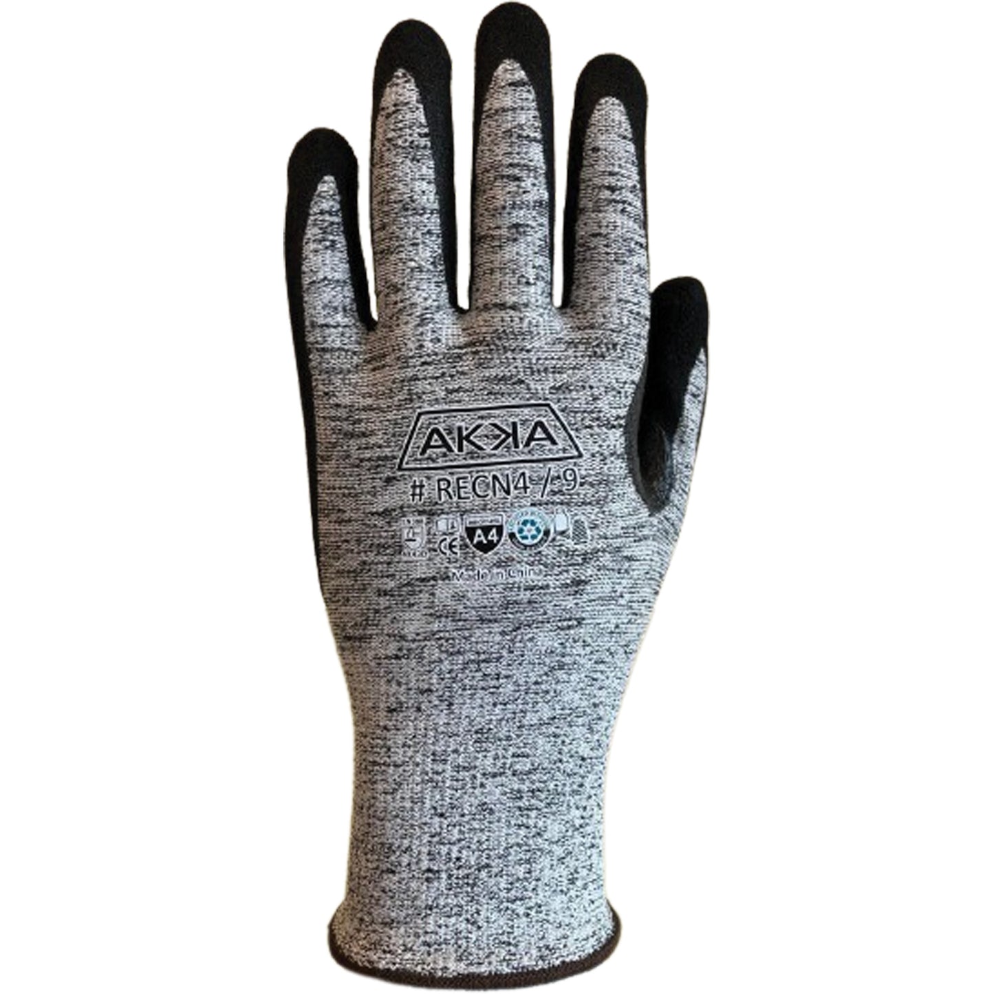 Akka RECN4 Cut Resistant Gloves, Size 9, 13 Gauge, Nitrile Coated, Nylon/HPPE Shell, ASTM ANSI Level A4/EN 388 Level D