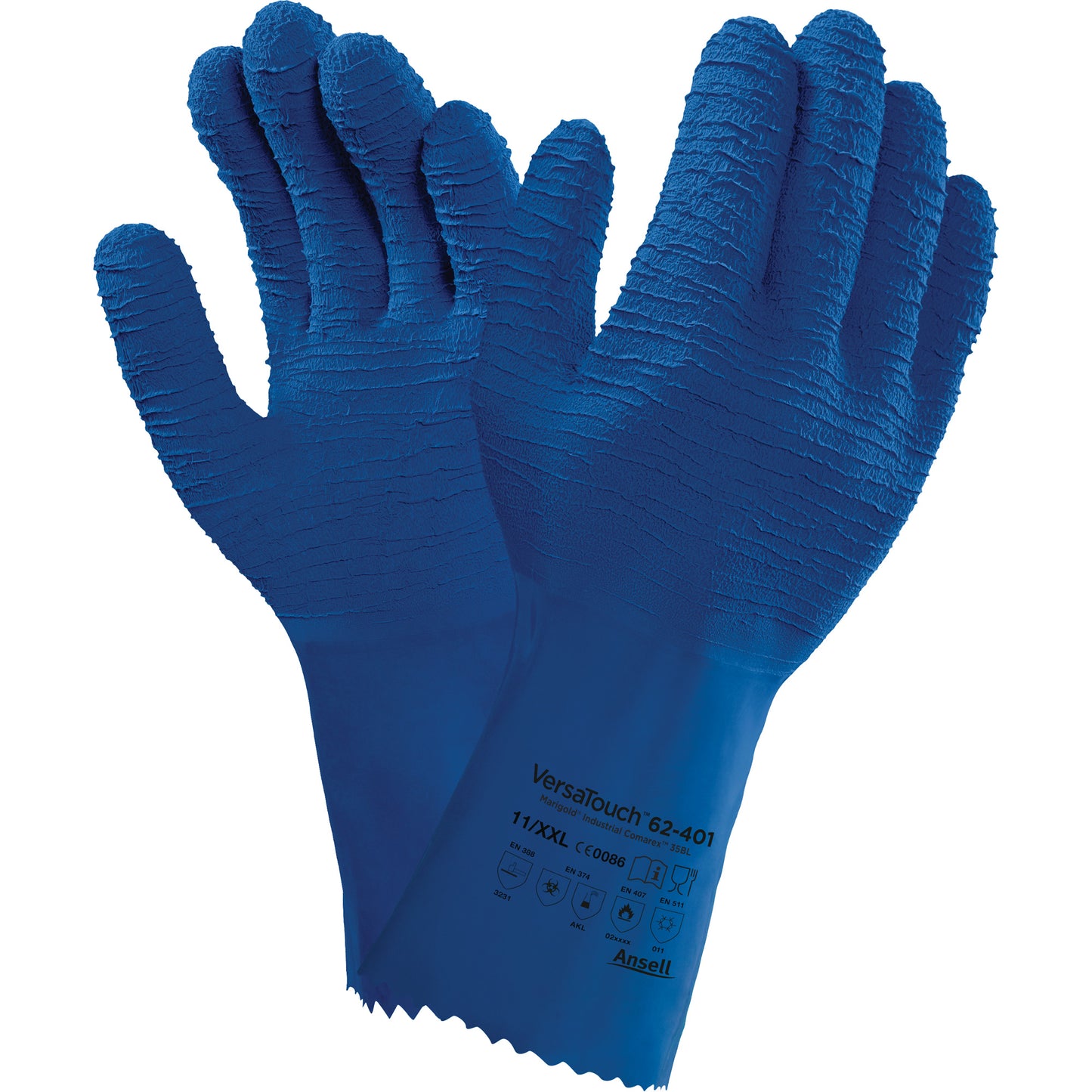Ansell Alphatec® 62-401 Gloves, Size 8, 12.6" L, Rubber Latex, Cotton Inner Lining
