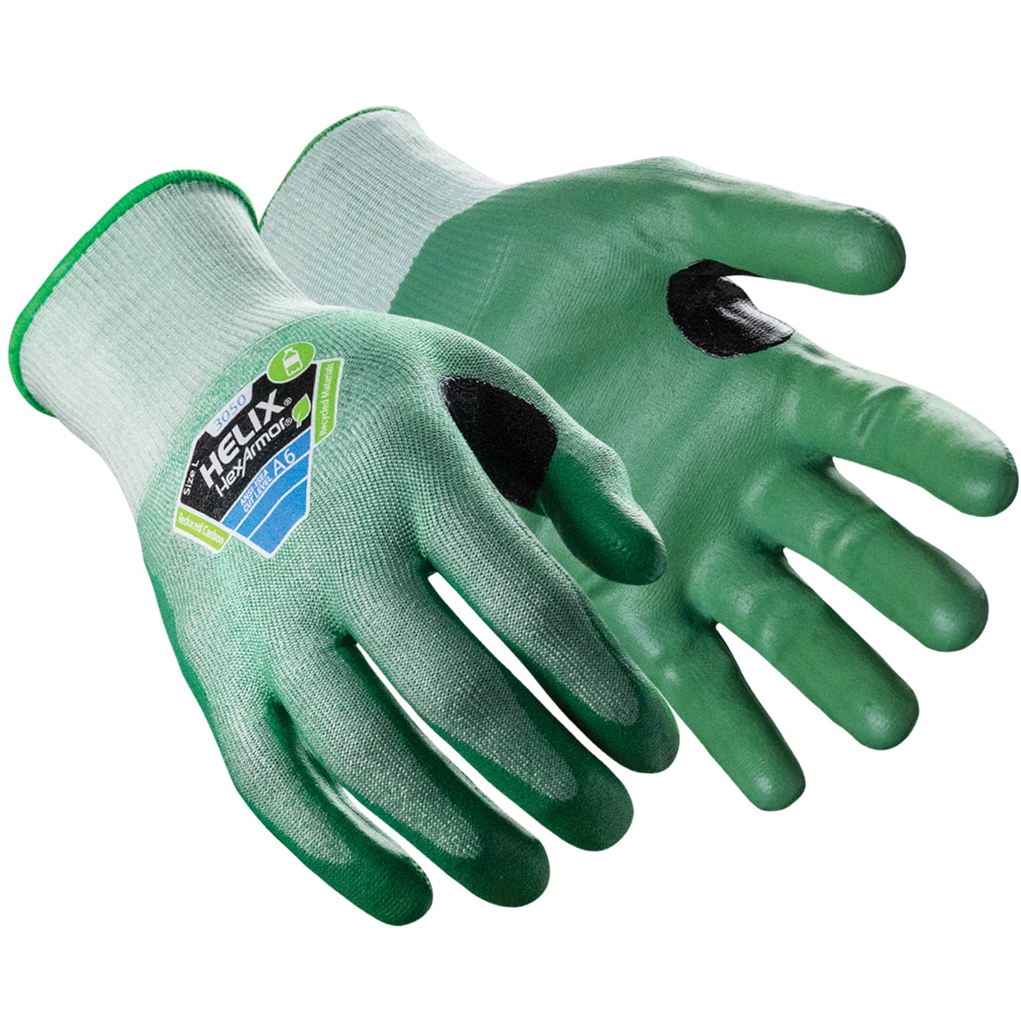 Hexarmor Helix® 3050 Cut-Resistant Gloves, Size X-Large/10, 18 Gauge, Nitrile Coated, Polyester/Fibreglass/HPPE Shell, ASTM ANSI Level A6