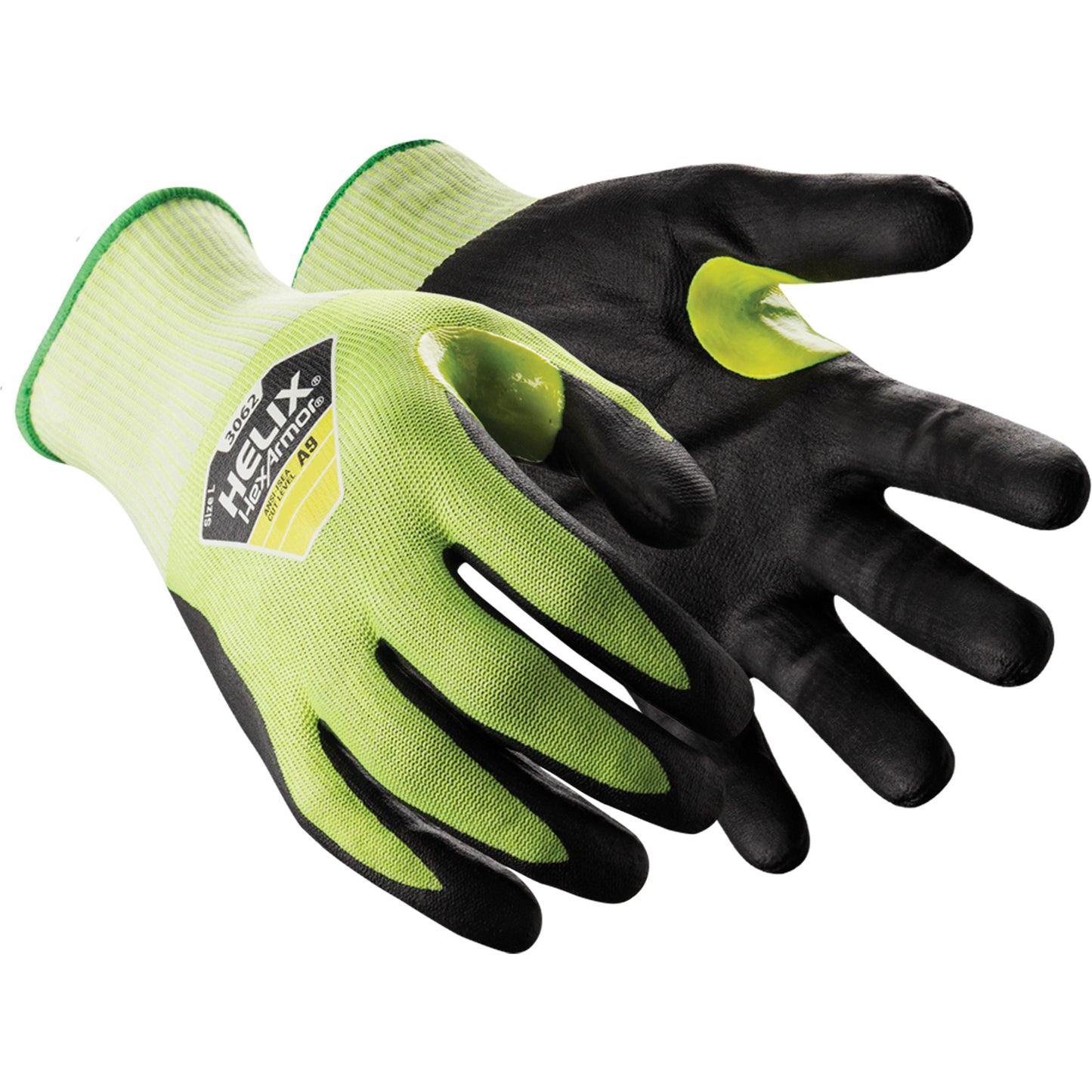 Hexarmor Helix® 3062 Cut-Resistant Gloves, Size Large/9, 18 Gauge, Foam Nitrile Coated, HPPE Shell, ASTM ANSI Level A9