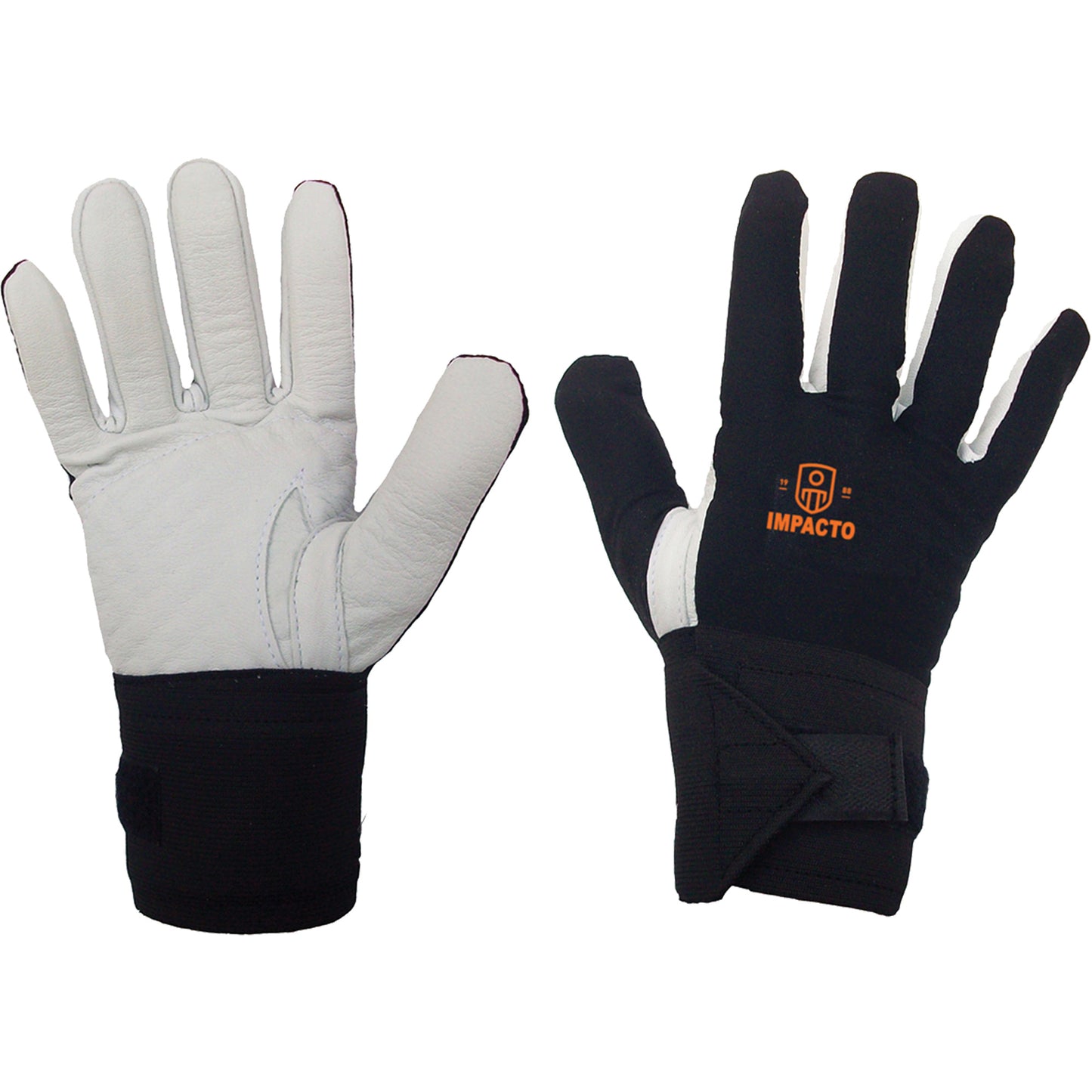 Impacto Right-Hand Anti-Impact Glove, 7/Small, Grain Leather Palm, Elastic Cuff