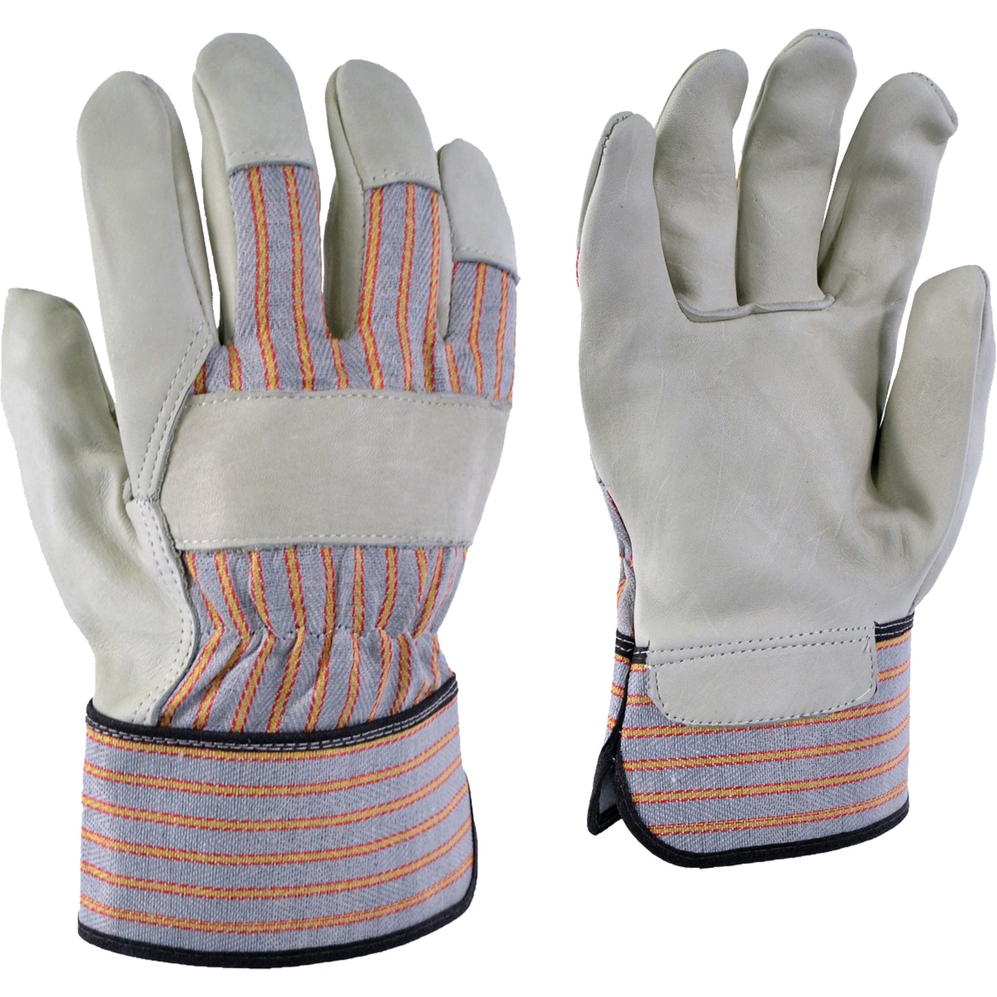 10/4-Job 24-61 Striped Work Gloves, X-Large, Grain Cowhide Palm