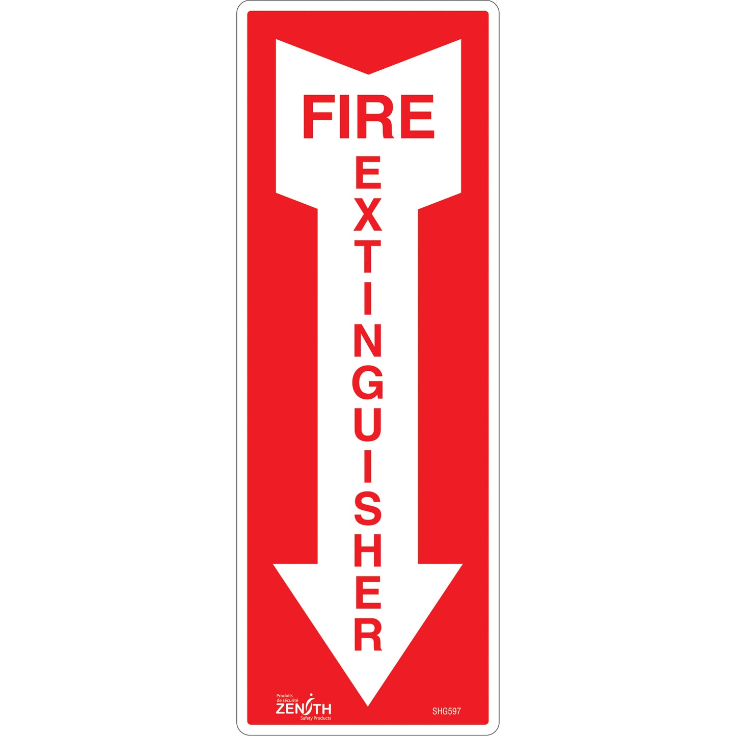 Zenith Safety Products "Fire Extinguisher" Sign, 5" x 14", Vinyl, English with Pictogram