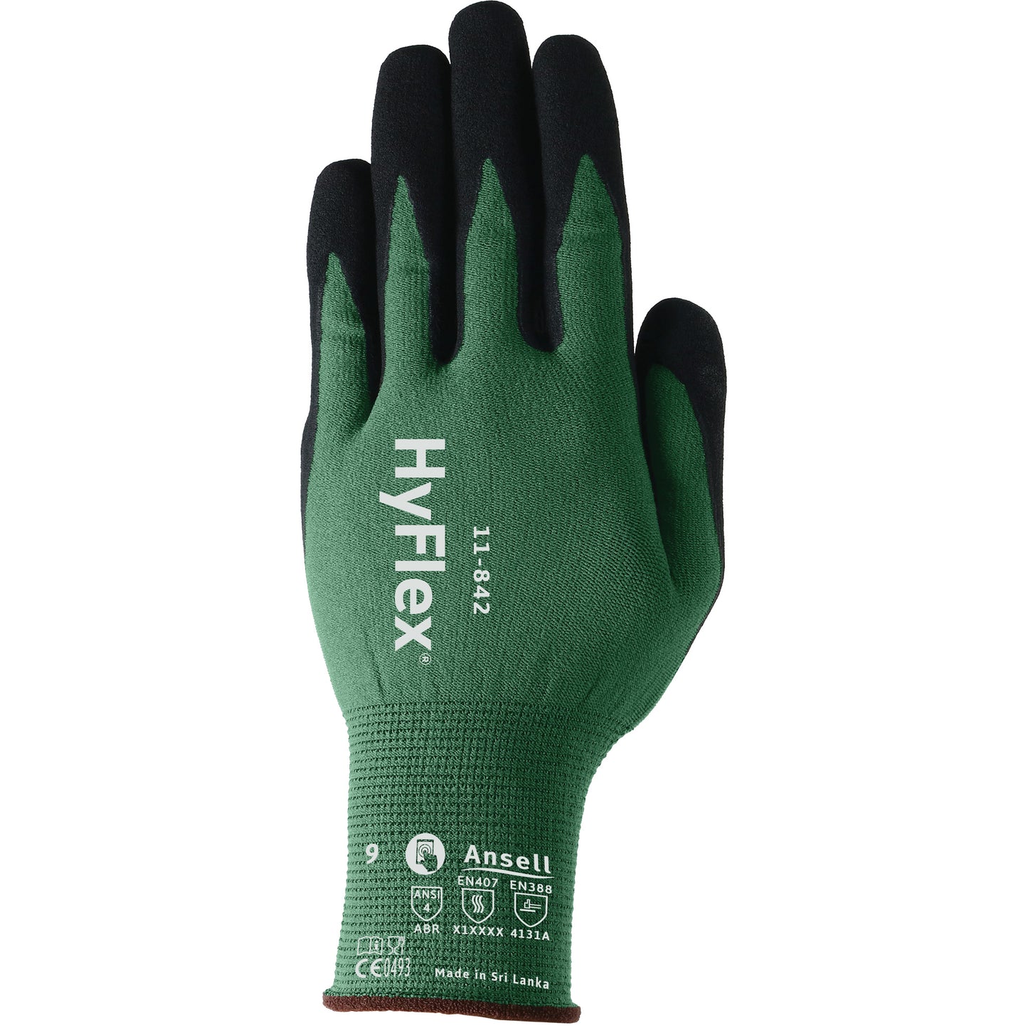Ansell HyFlex® 11-842 Sustainable Multi-Purpose Gloves, 9, Foam Nitrile Coating, 15 Gauge, Nylon Shell