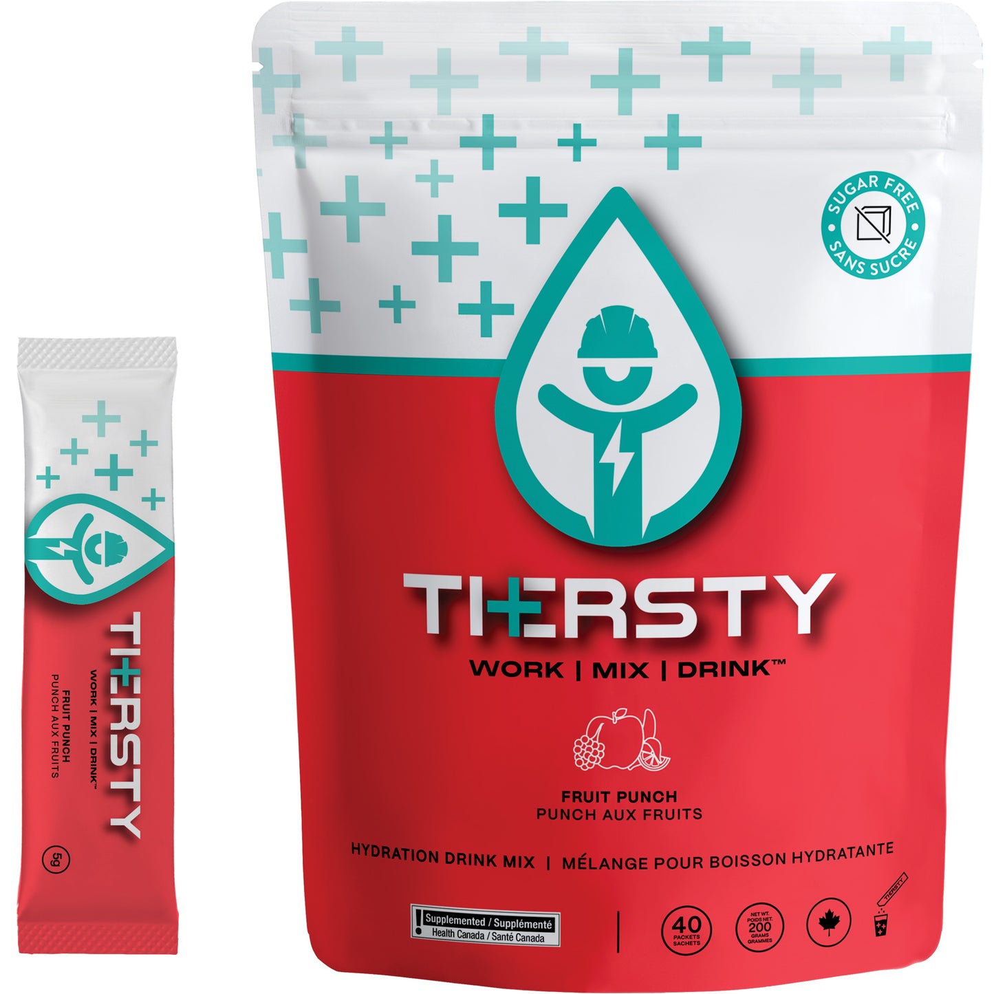 THERSTY HYDRATION Hydration Drink Mix, Single Serve, Fruit Punch