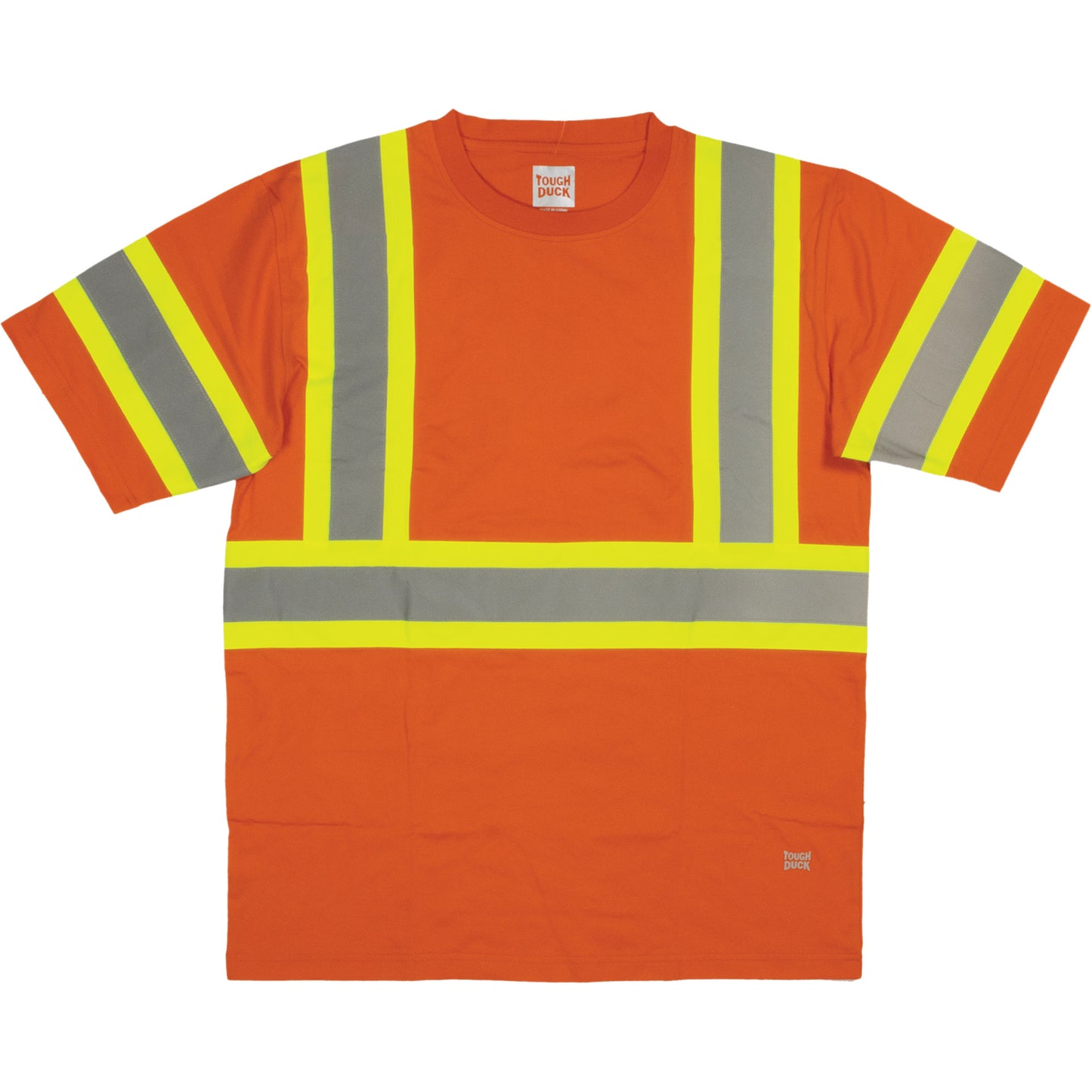 Tough Duck Short Sleeve Safety T-Shirt, Cotton, Medium, High Visibility Orange