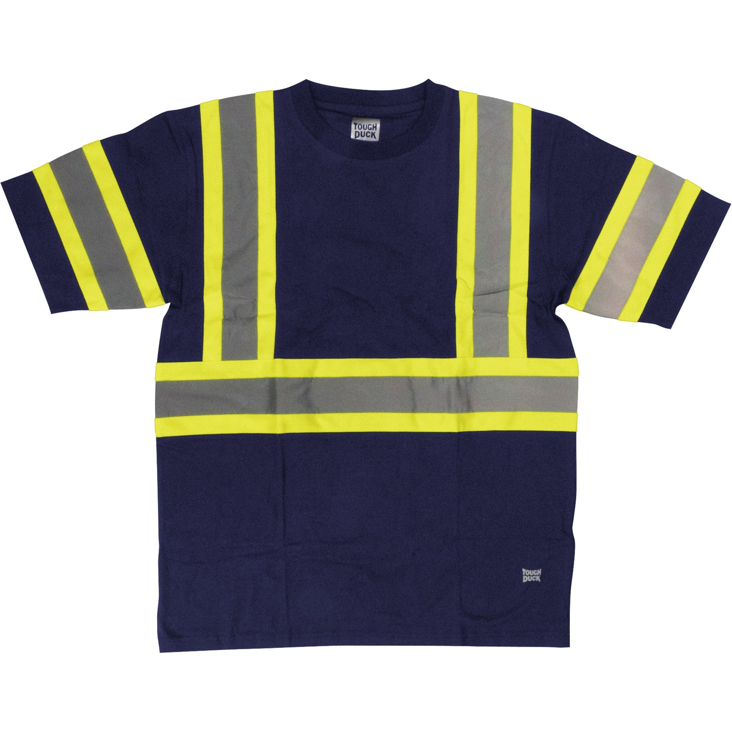 Tough Duck Short Sleeve Safety T-Shirt, Cotton, 2X-Large, Navy Blue