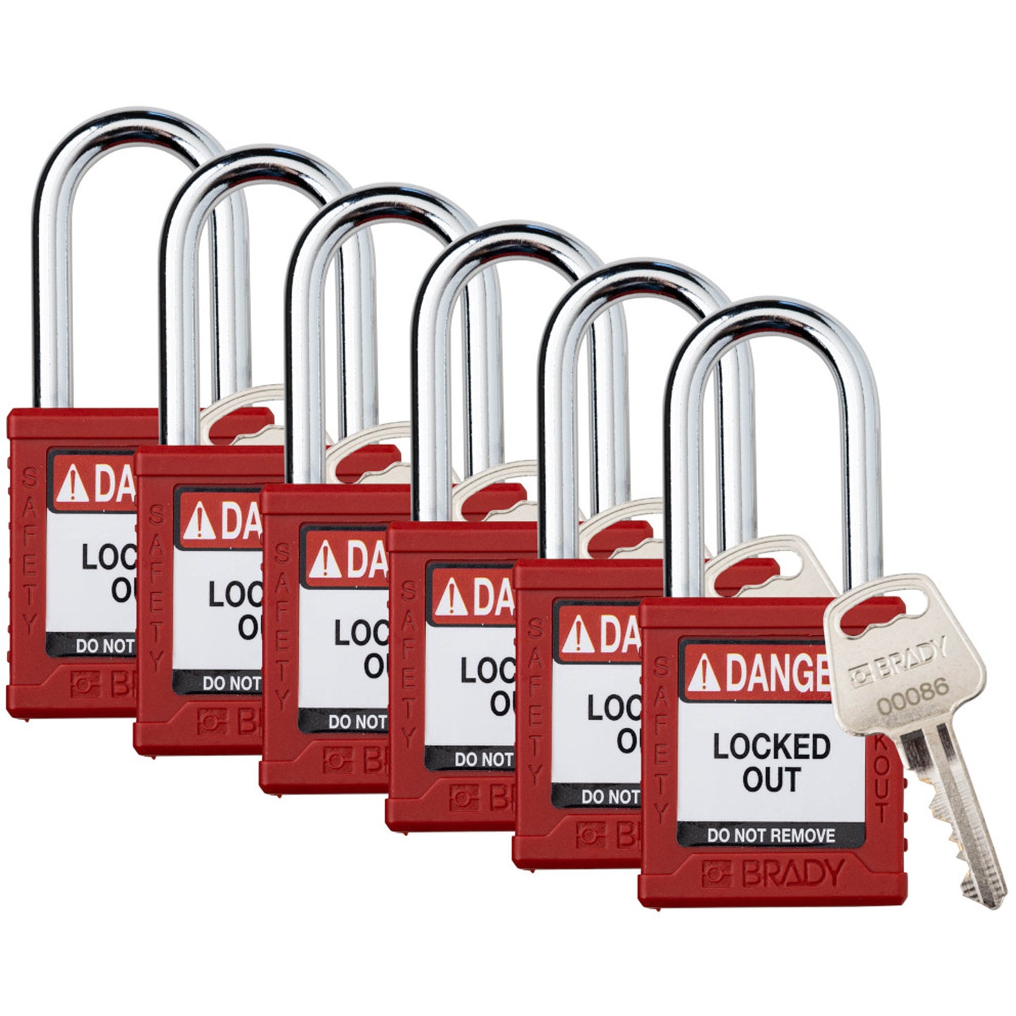 Brady Compact Lockout Padlock, Safety Padlock, Keyed Different, Nylon, 1-1/2" Width