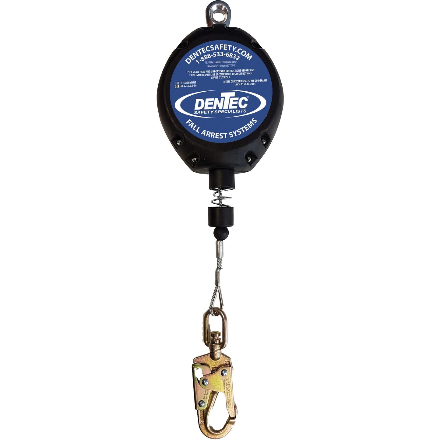 Dentec Cable Self Retracting Lanyard with Composite Housing, 30', Swivel